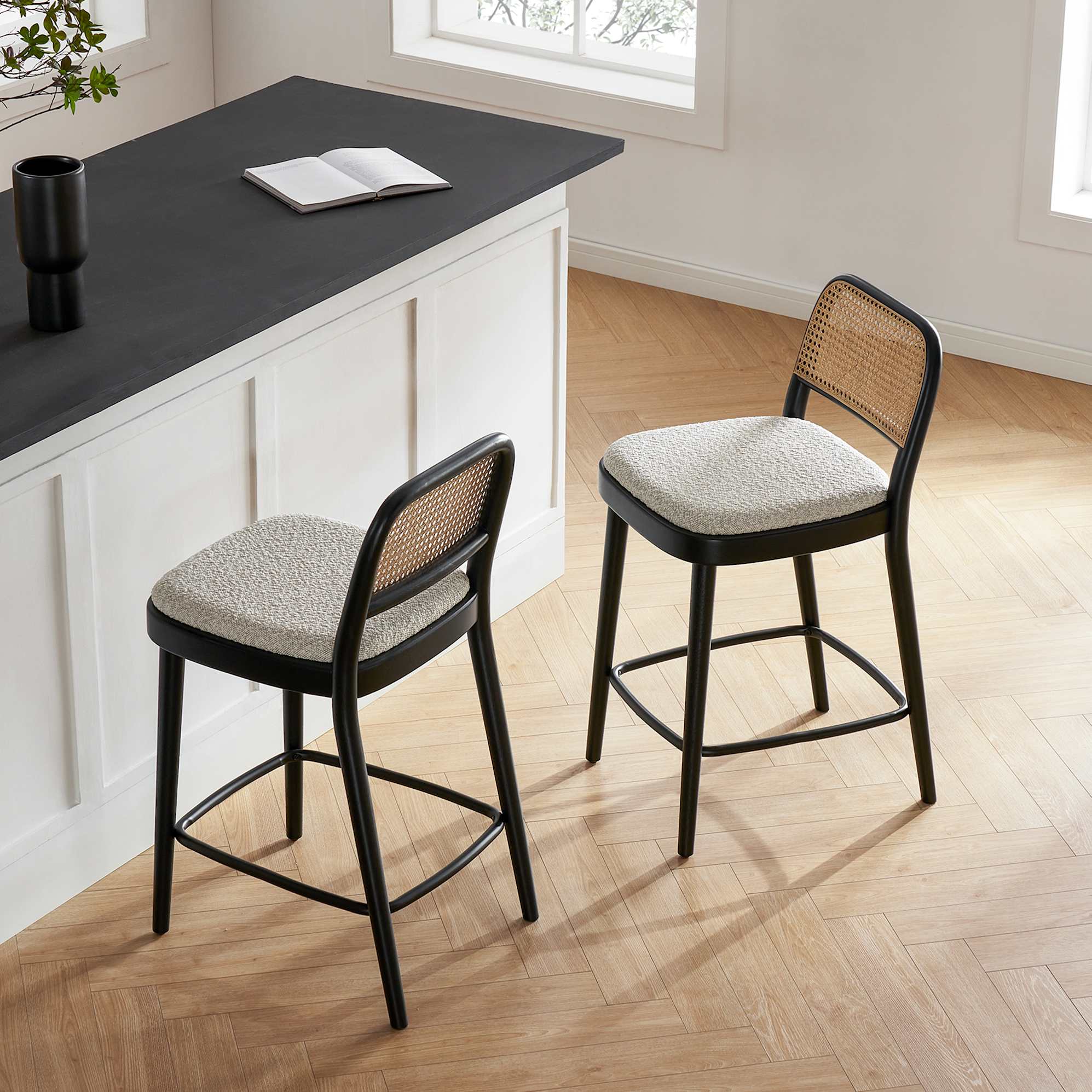 Edith Cane Counter Stool, Black 3