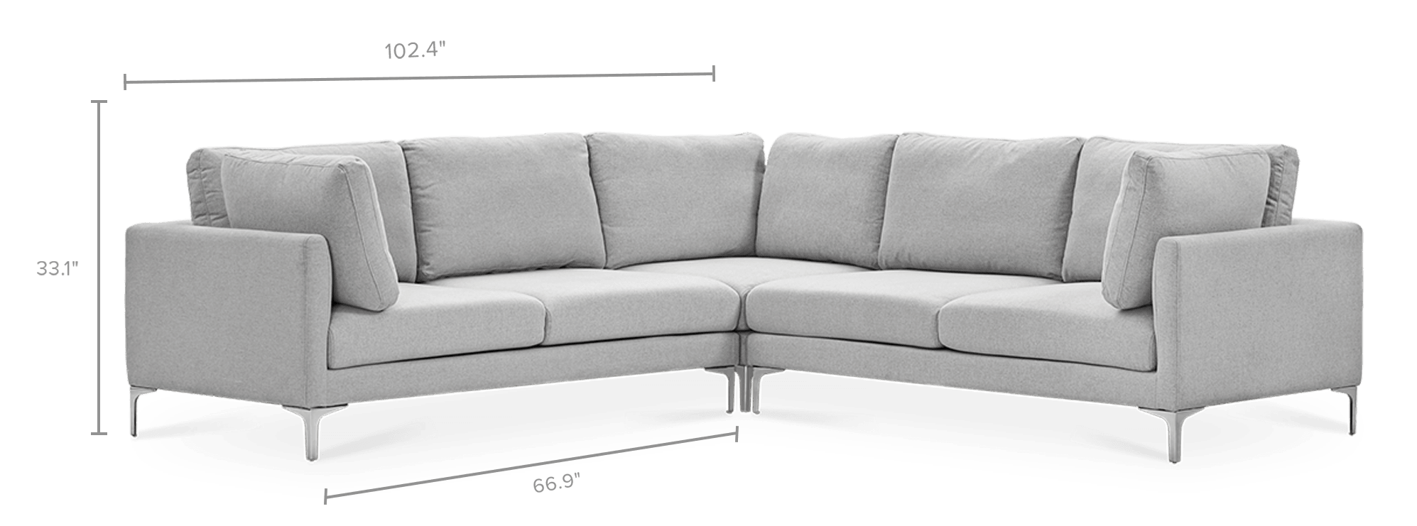 dimension of Adams L-Shape Sectional Sofa