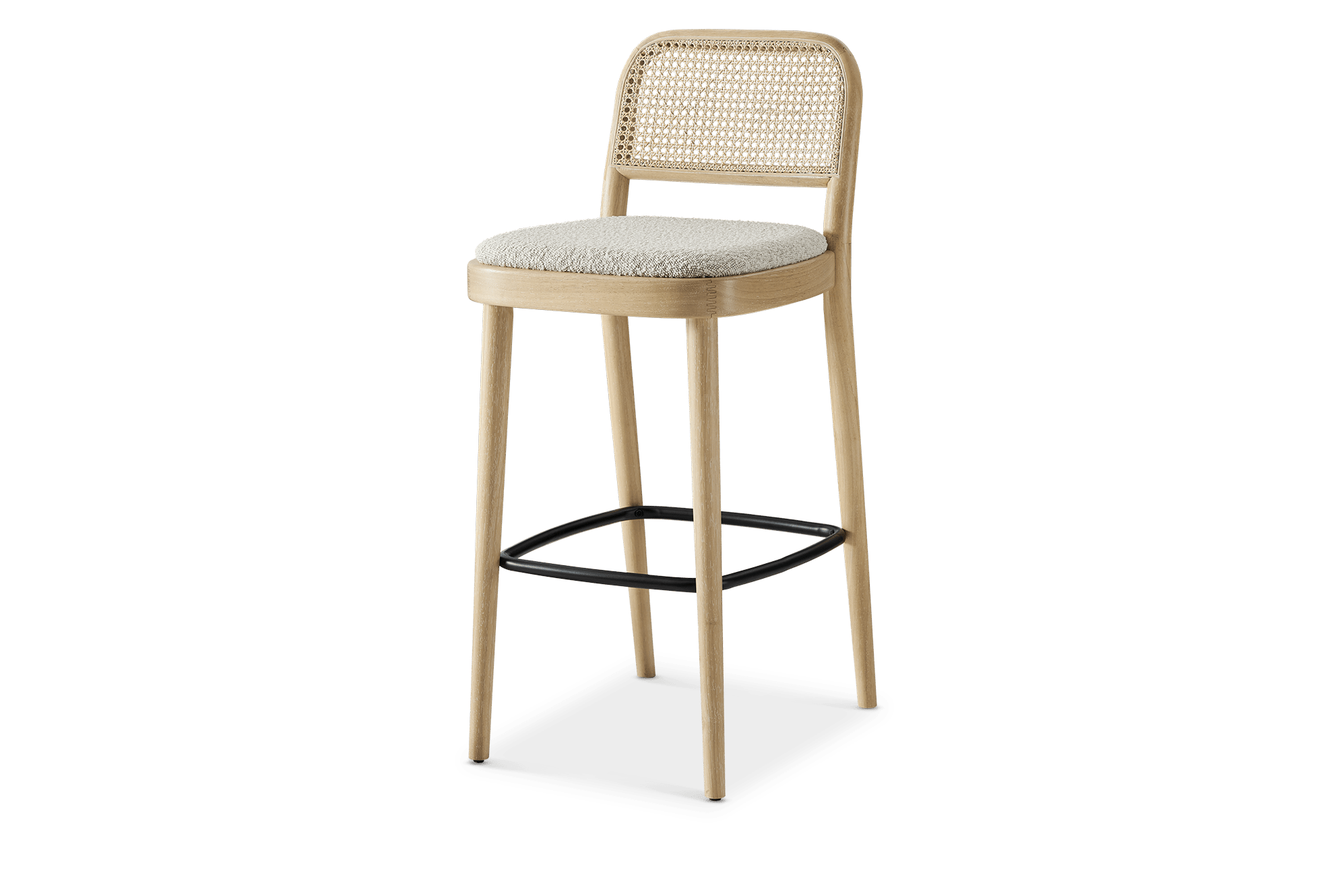 Edith Cane Bar Stool, White Wash