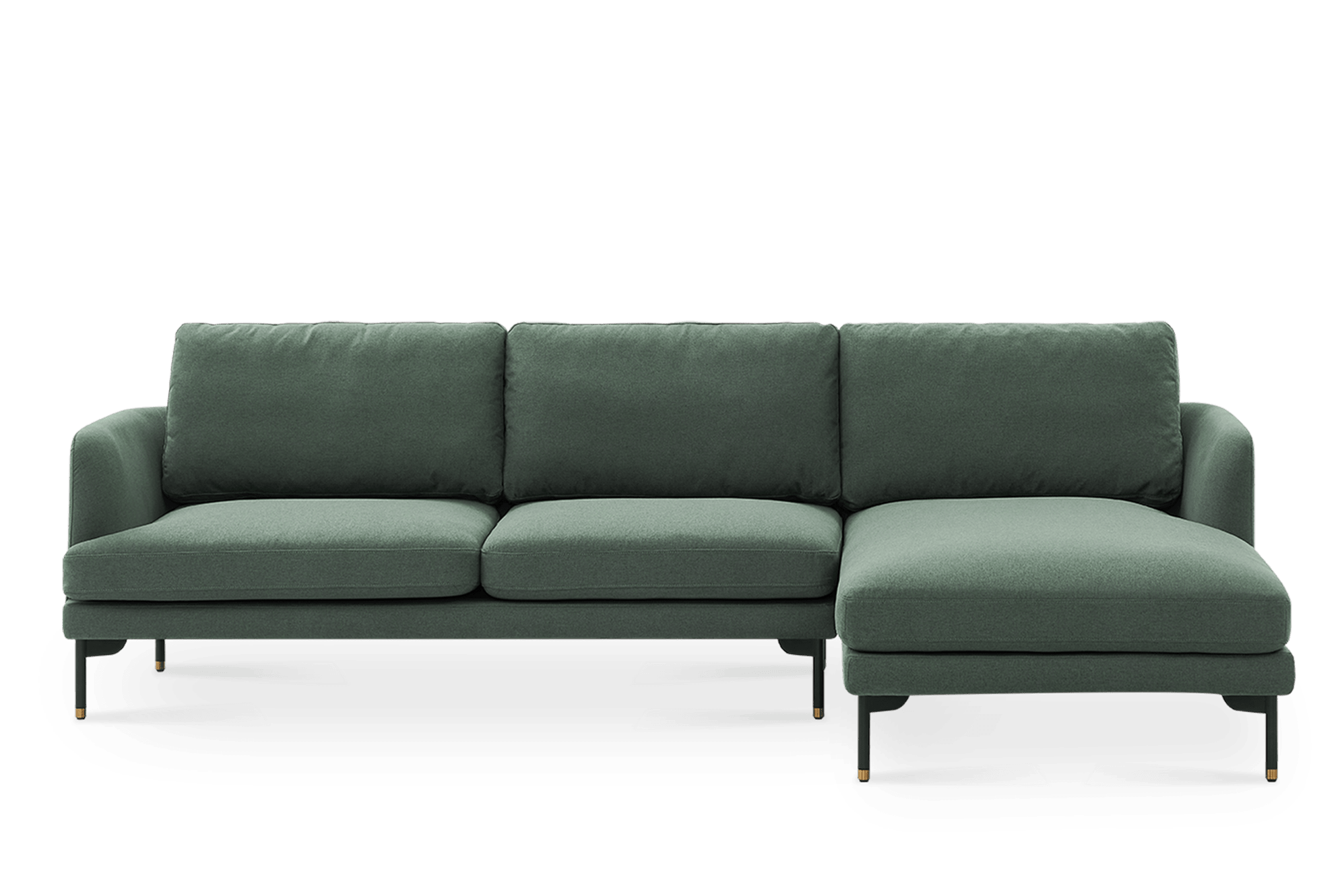 Pebble Chaise Sectional Sofa Right Facing, Forest Green