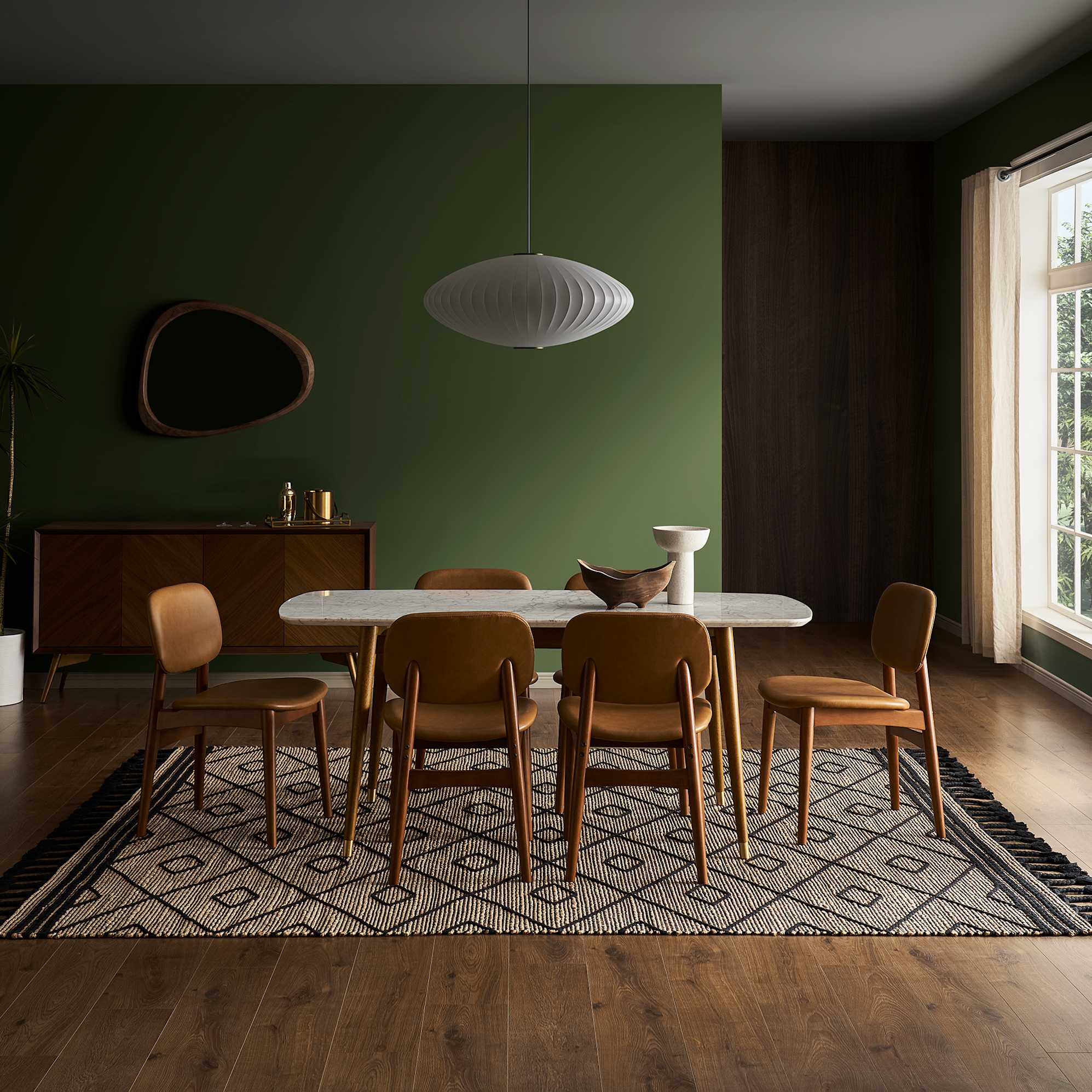 Kelsey Marble Dining Table, Walnut Stain 3