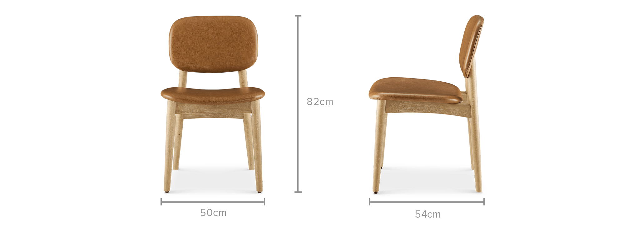 dimension of Kelsey Leather Chair, White Wash