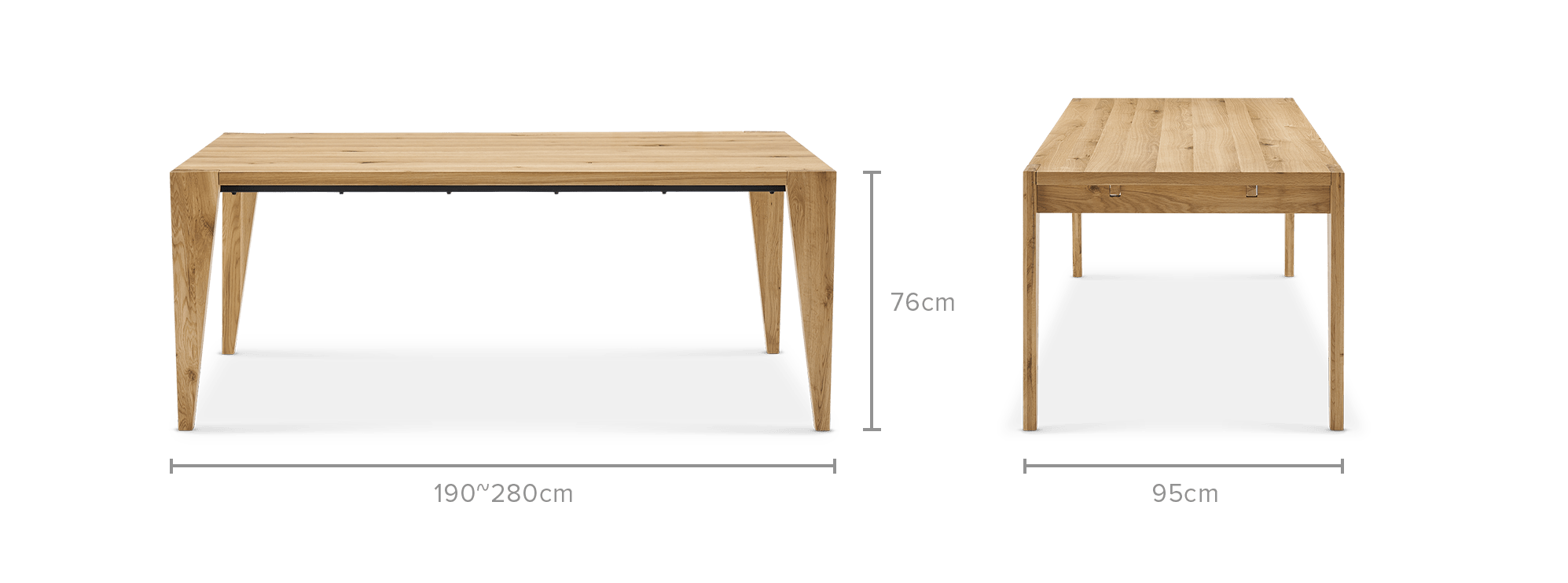 dimension of Dillon Extendable Dining Table, 190 - 280cm