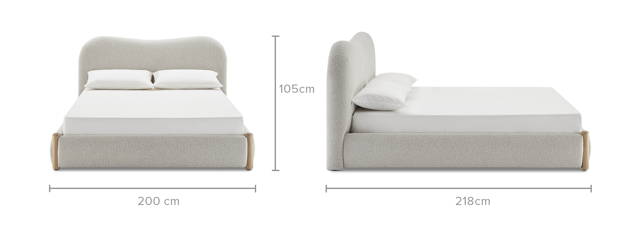 dimension of Rochelle Performance Bouclé Bed