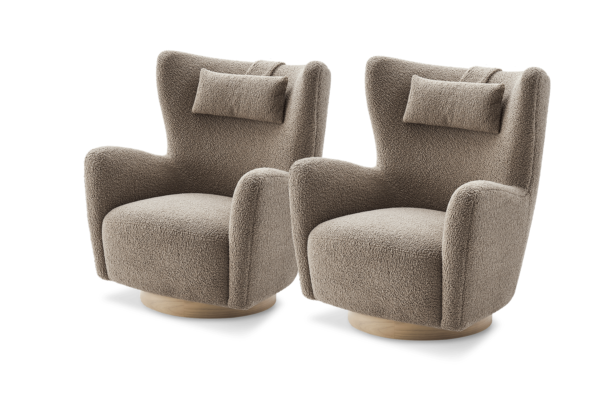Colette Sherpa Swivel Armchair Teddy Brown, Set of 2