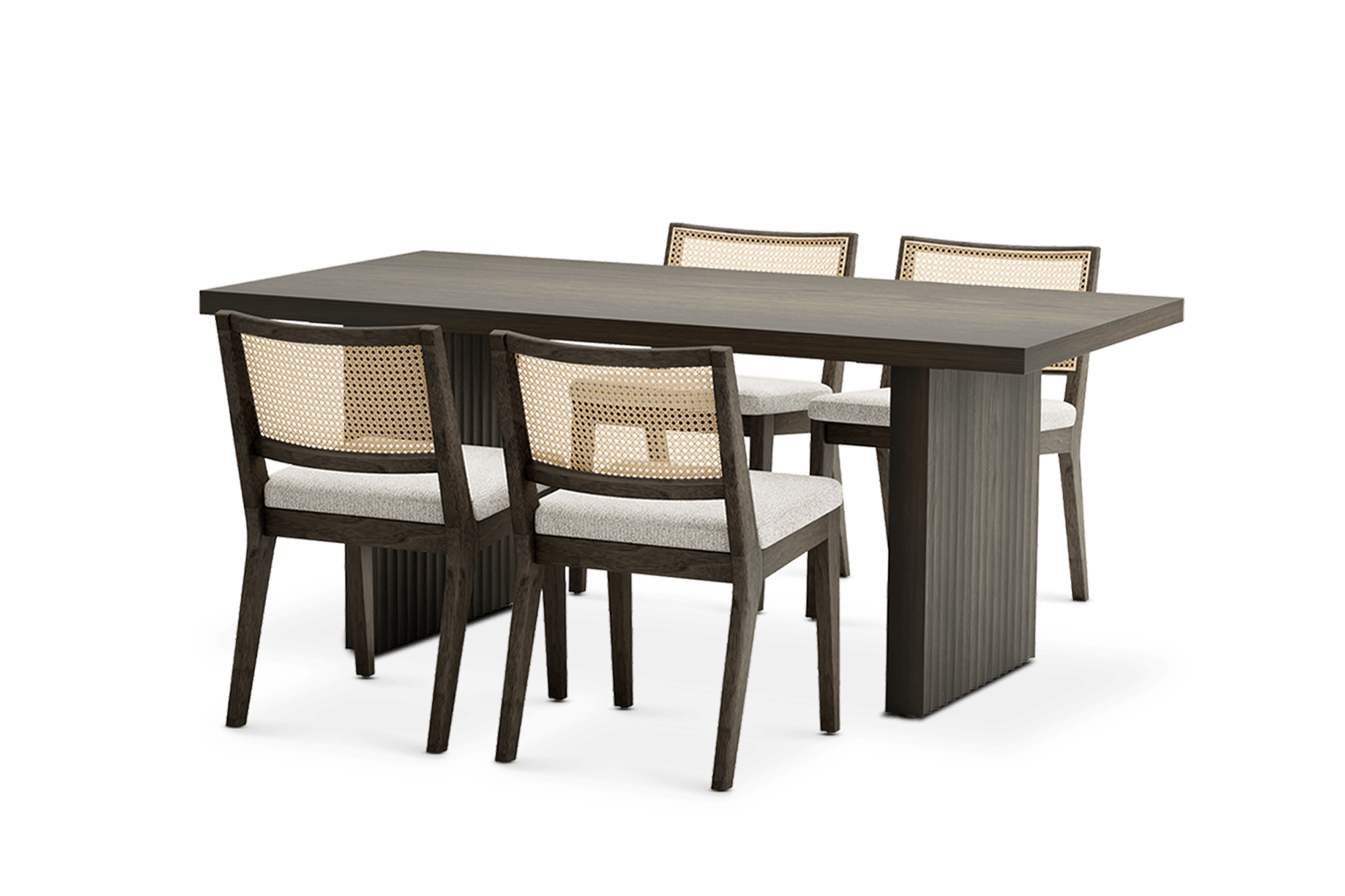 Sloane Dining Table 70.9" No Bench and 4 Fabric Chairs