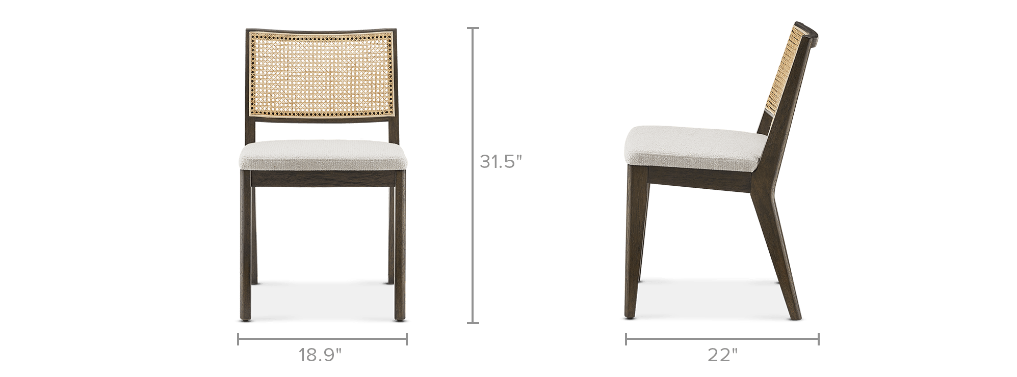 dimension of Sloane Cane Chair