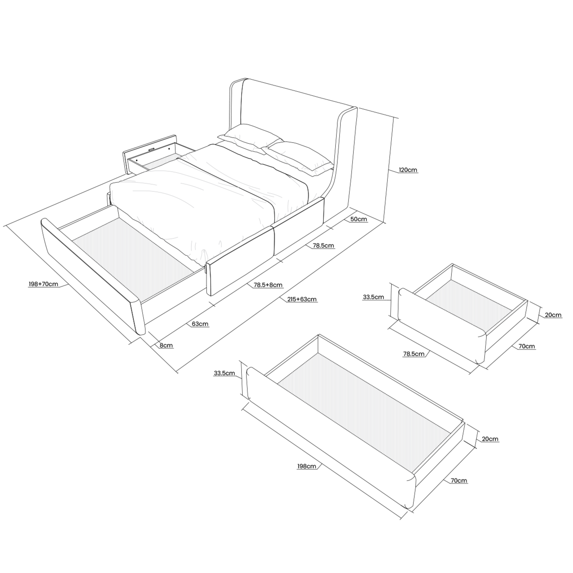 dimension of Dalton Storage Bed