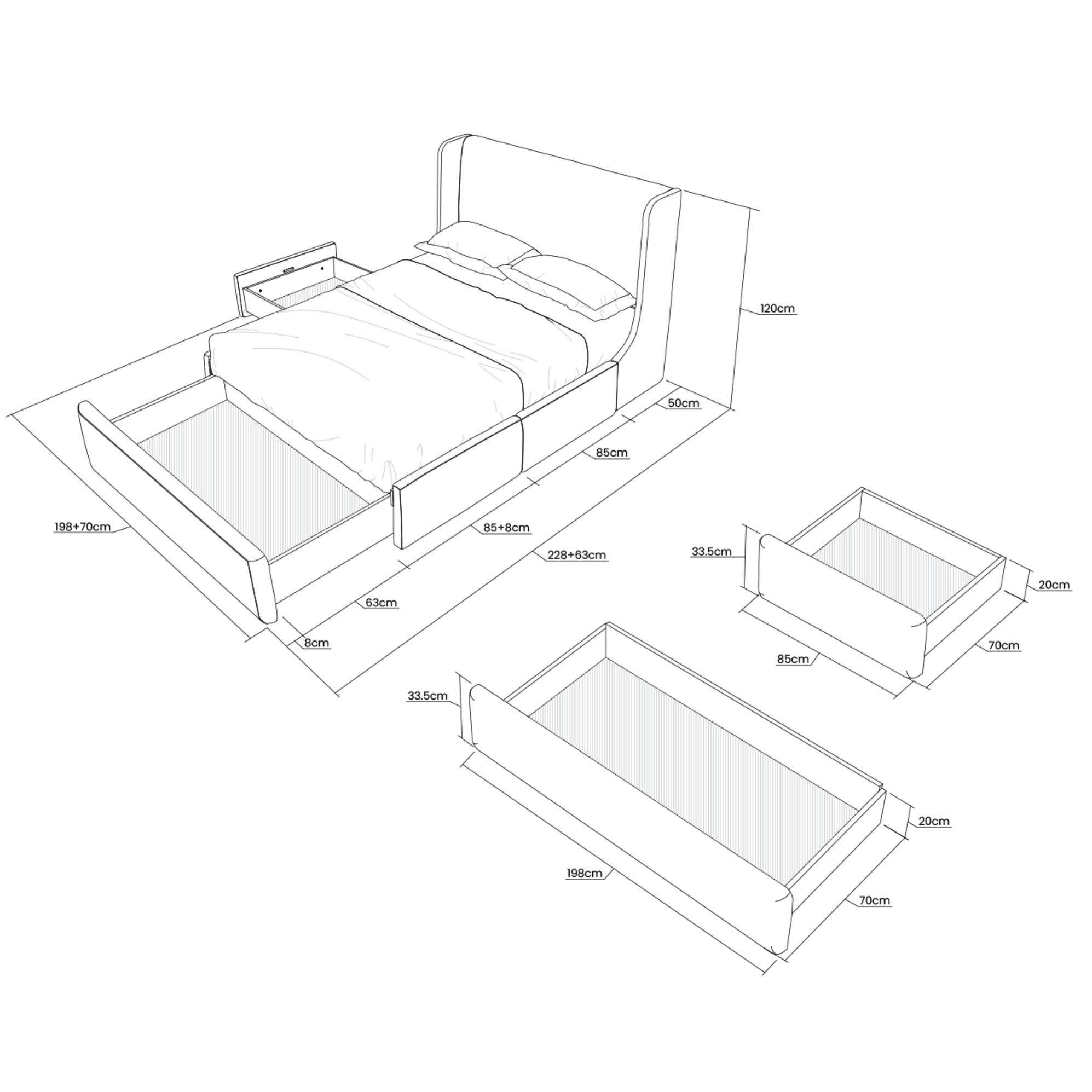 dimension of Dalton Storage Bed