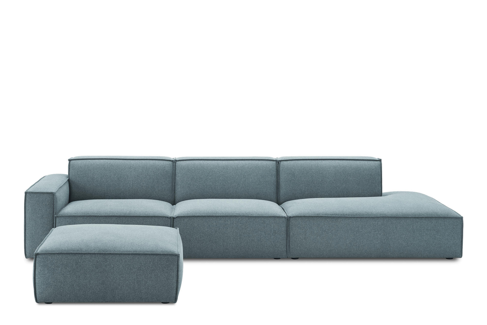 Jonathan Extended Side Chaise Sofa Right Facing with Ottoman, Zenith Blue