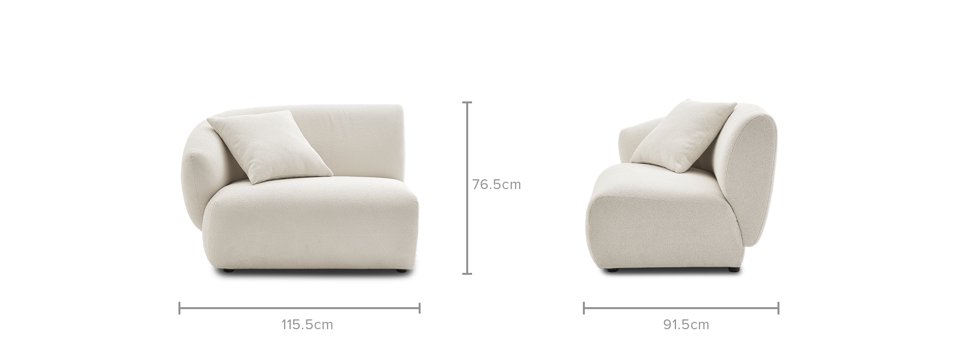 dimension of Auburn Performance Fabric Left Arm Sofa