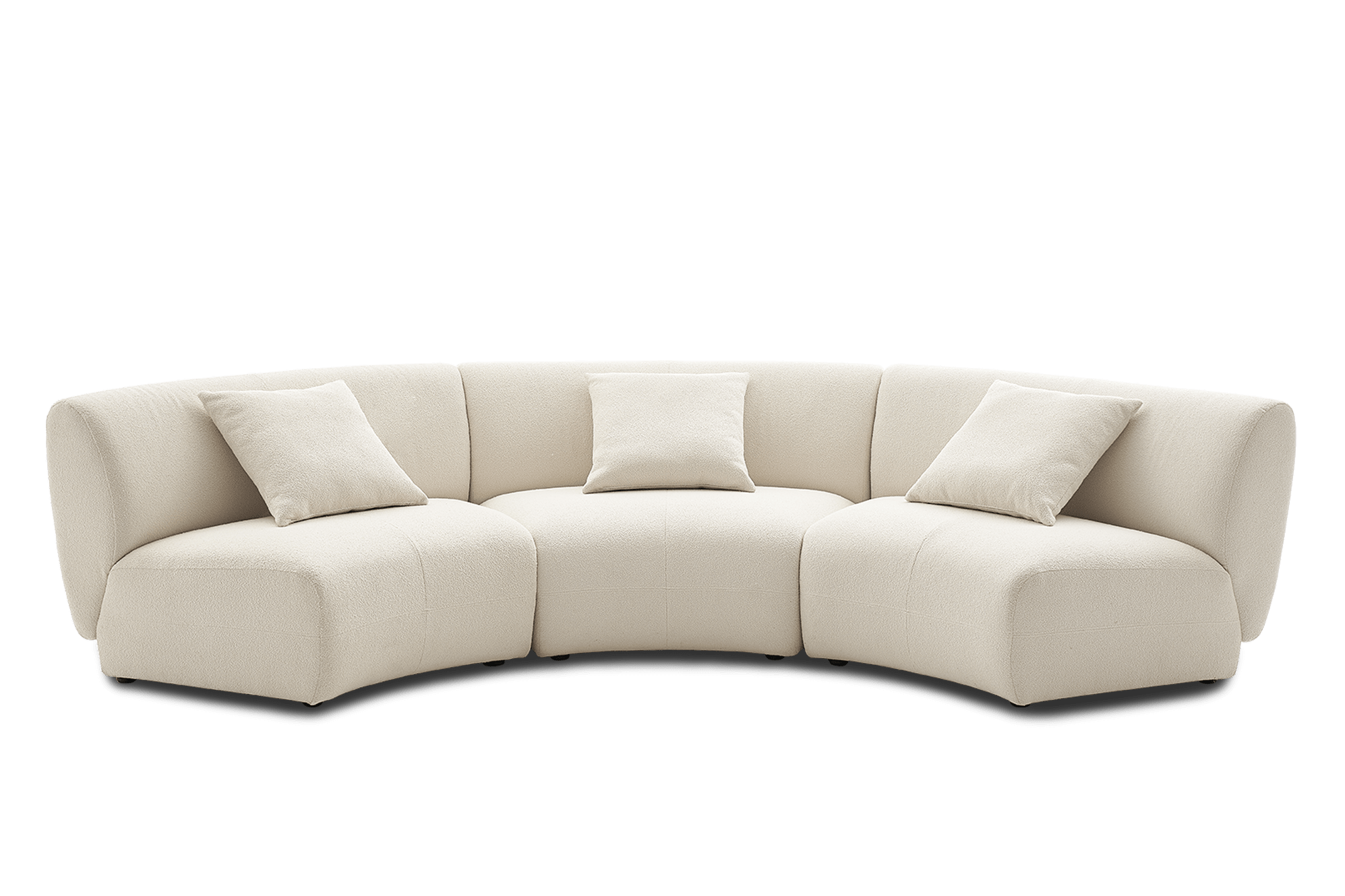 Auburn Performance Bouclé Armless Curve 3 Seater Sofa, Chalk