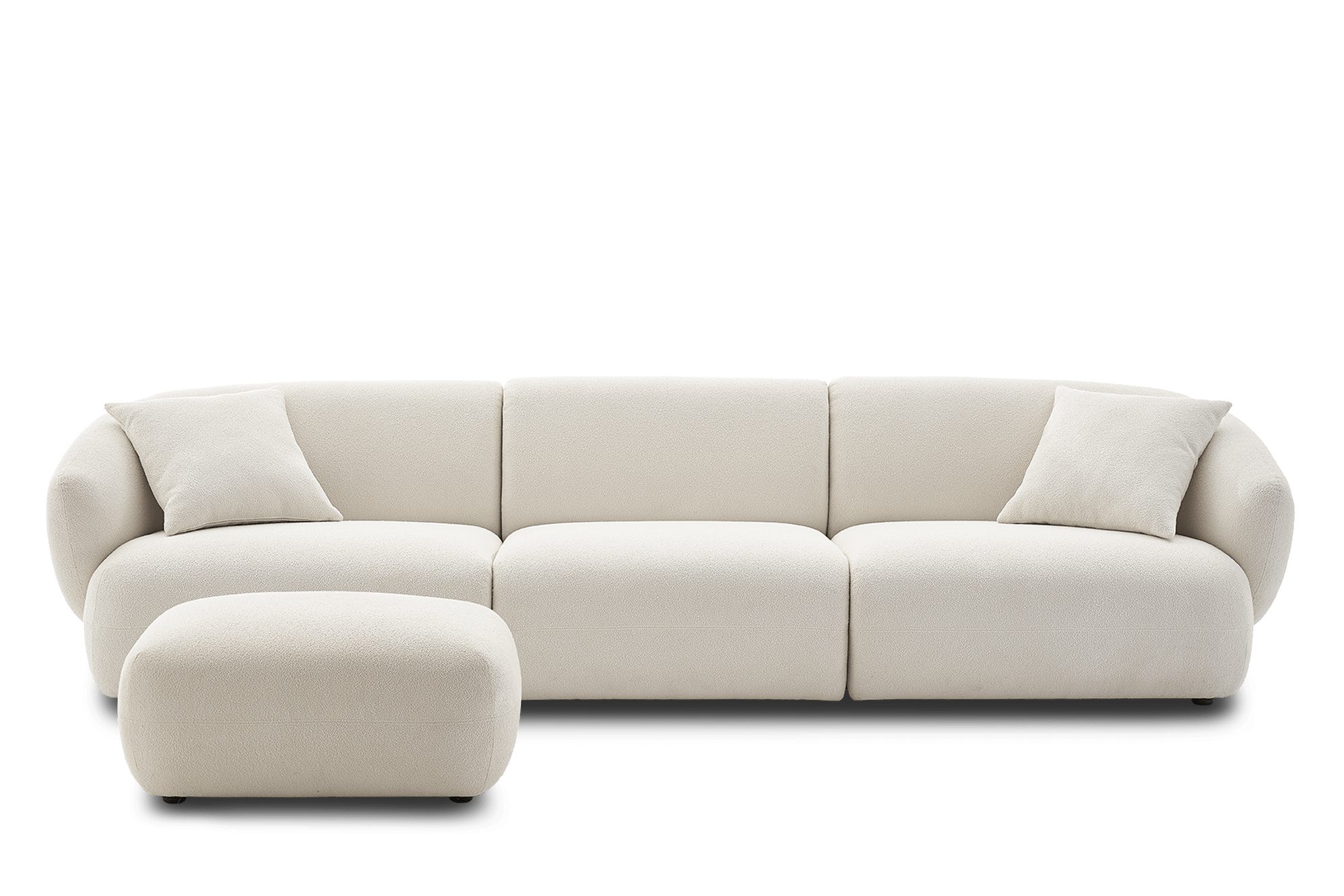 Auburn Performance Bouclé Extended Sofa with Ottoman Chalk