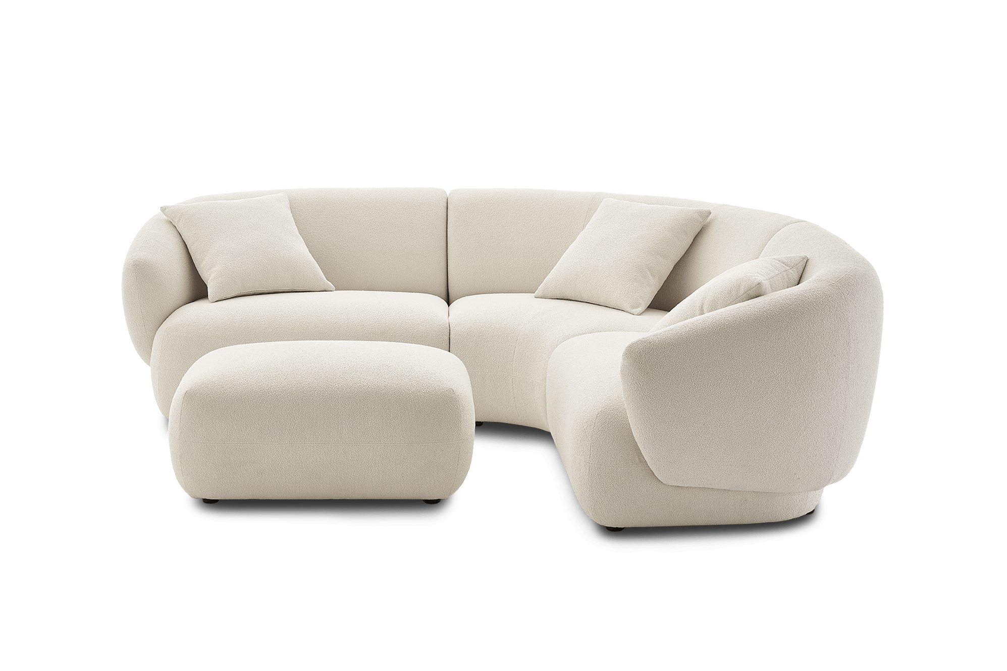 Auburn Performance Bouclé Sectional Sofa with Ottoman, Chalk