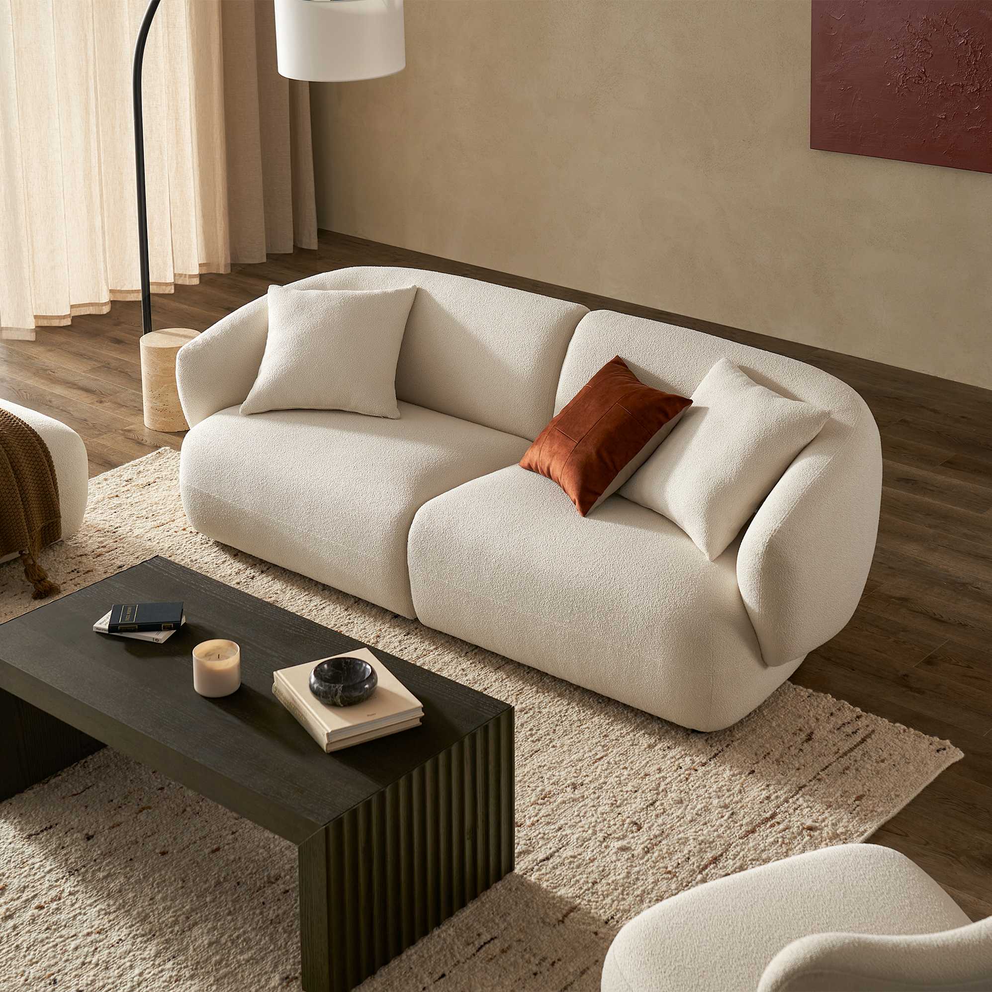 Auburn Performance Fabric 3 Seater Sofa with Ottoman 3