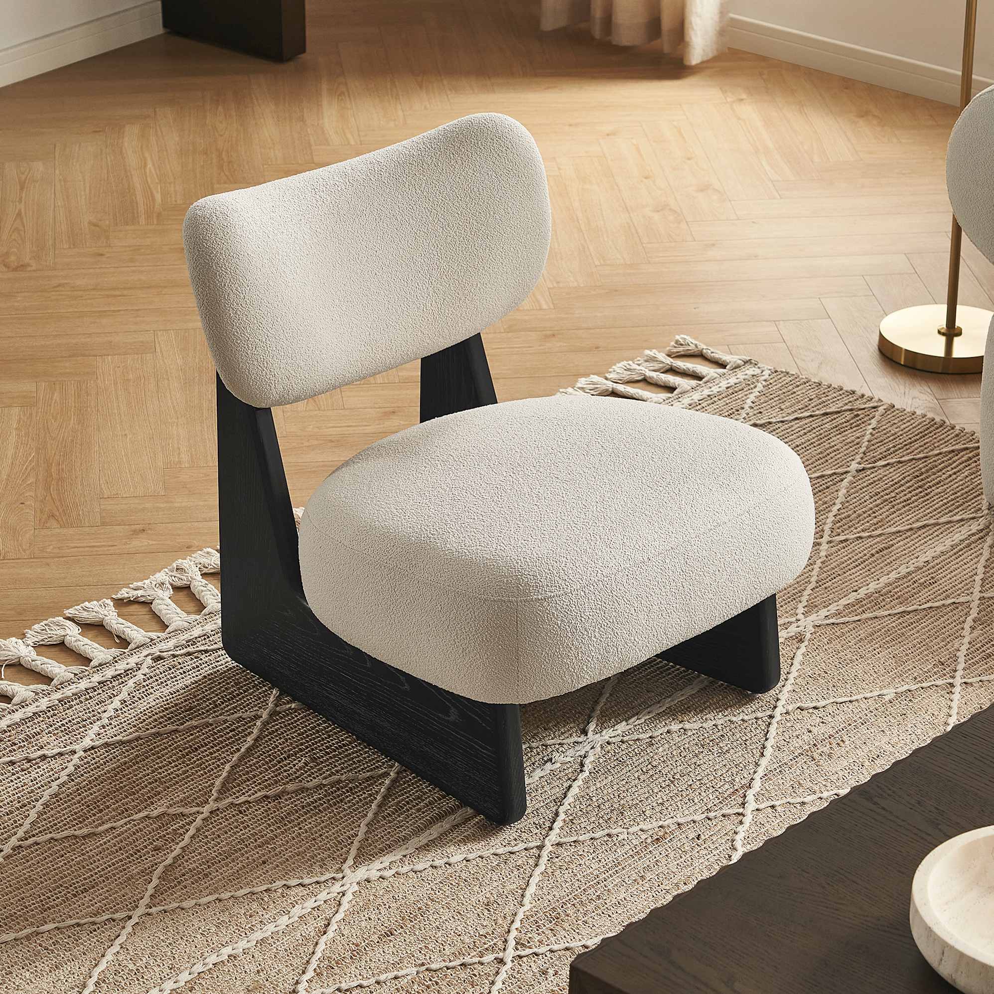 Solange Performance Bouclé Chair, Chalk (Black) lifestyle