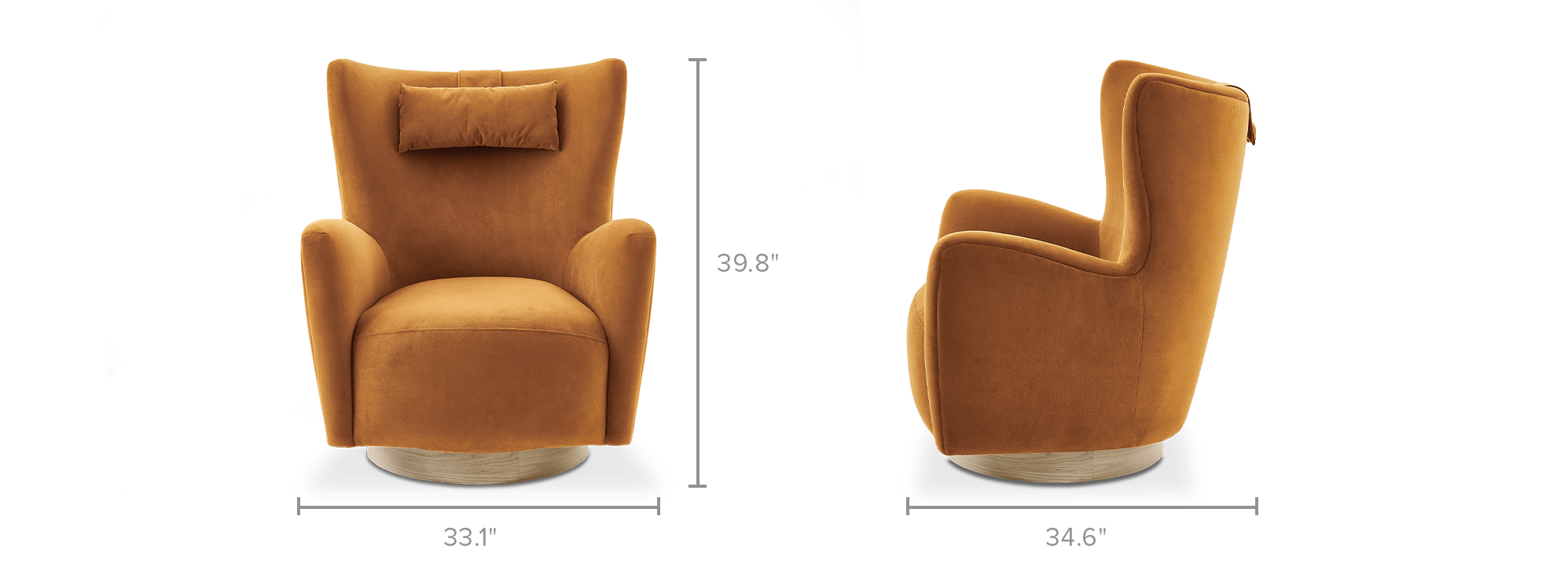 dimension of Colette Swivel Armchair