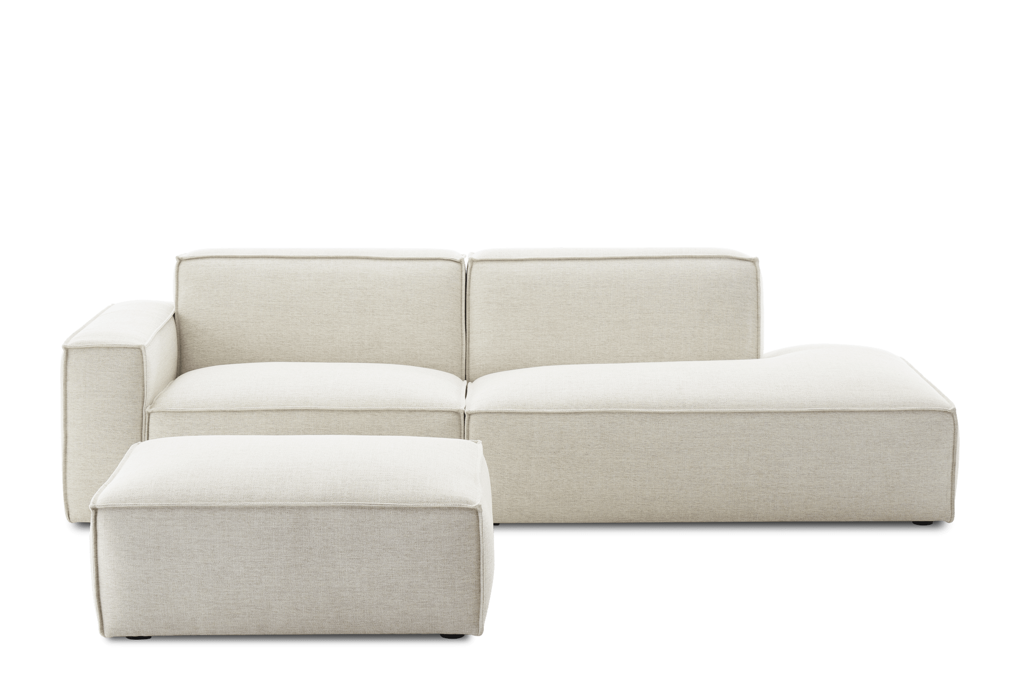 Jonathan Side Chaise Couch Right Facing with Ottoman, (Performance Twill) Cream