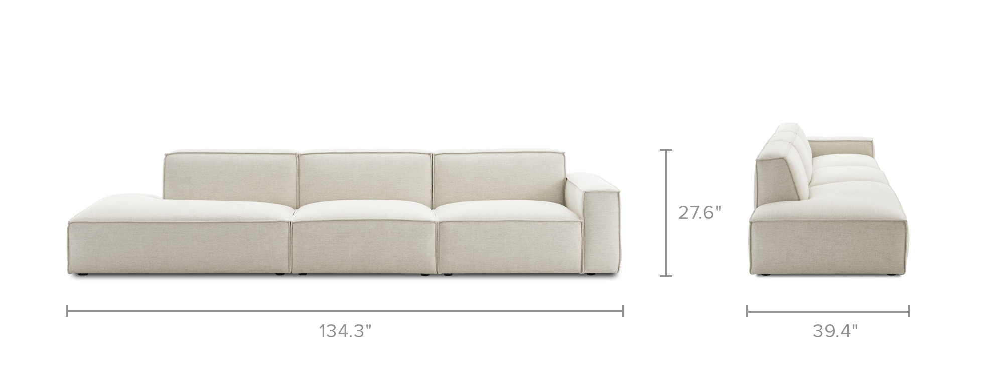 dimension of Jonathan Extended Side Chaise Sofa
