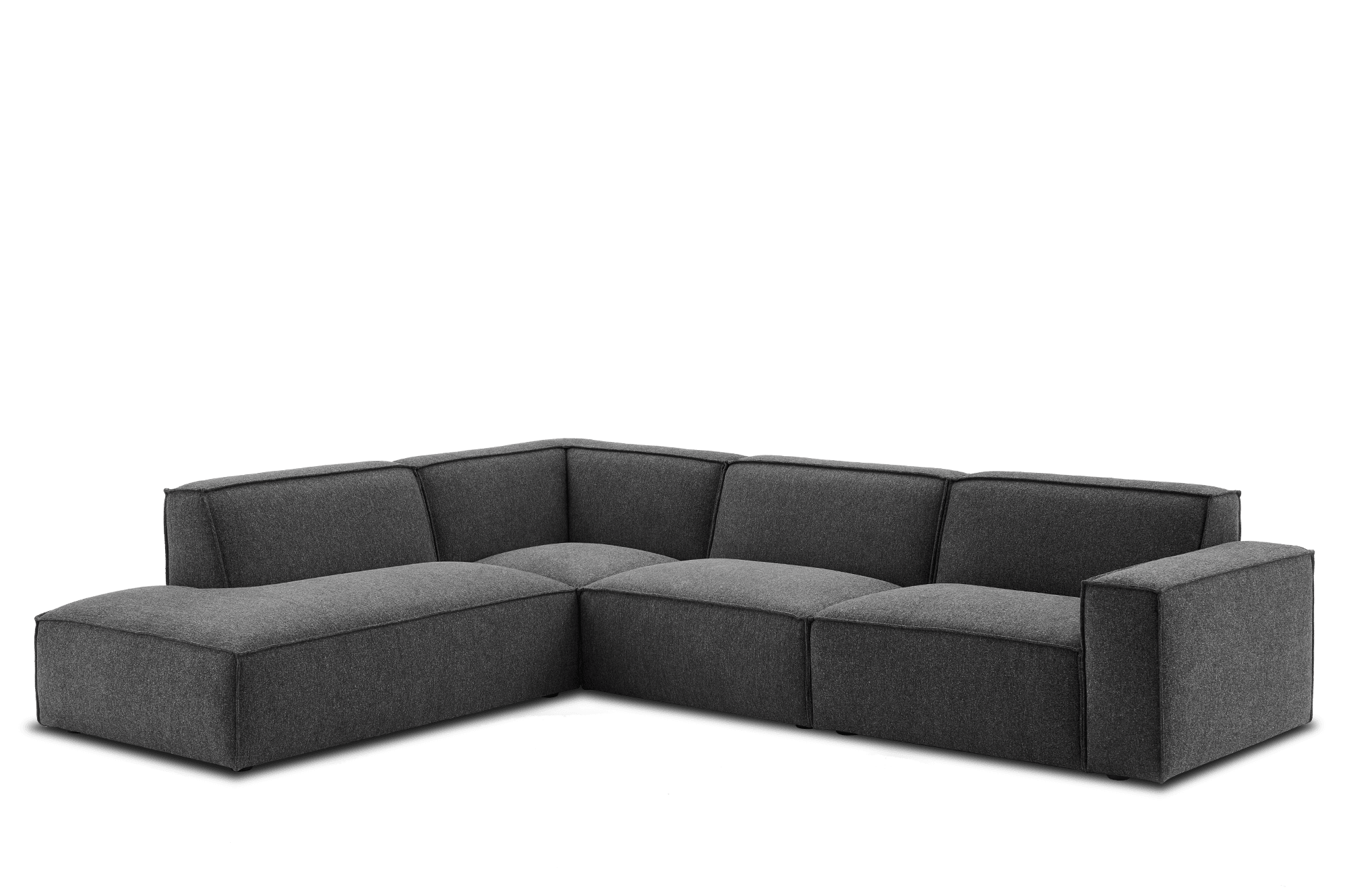 Jonathan Extended Side Chaise Sectional Sofa Left Facing, Dark Granite