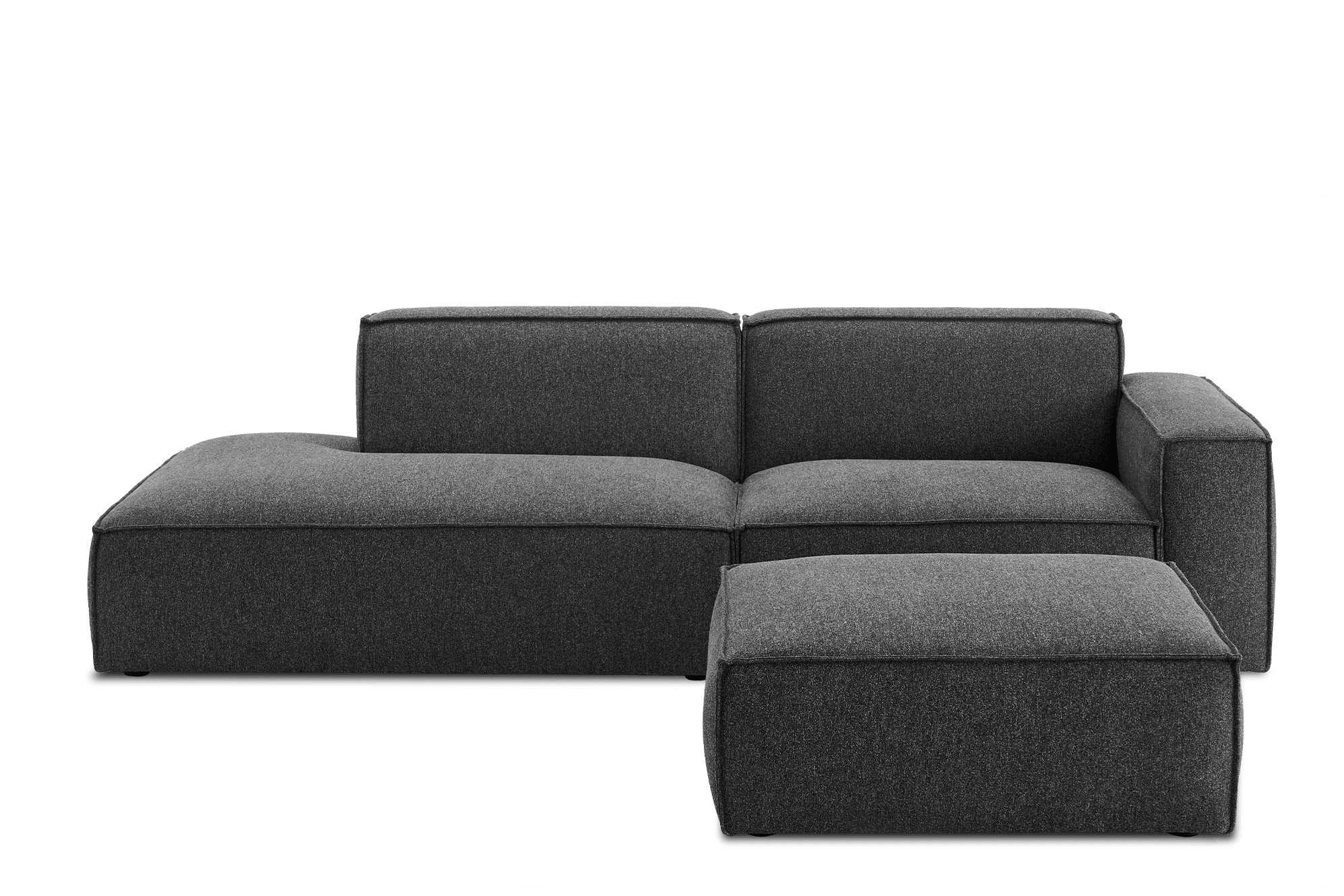 Jonathan Side Chaise Sofa Left Facing with Ottoman, Dark Granite