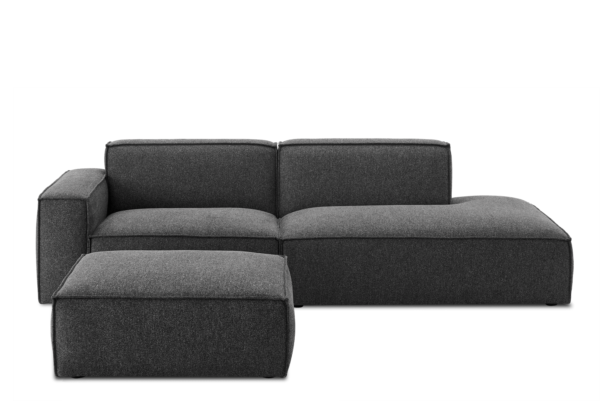 Jonathan Side Chaise Sofa Right Facing with Ottoman, Dark Granite