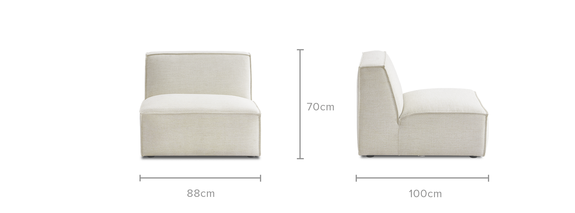 dimension of Jonathan Armless Sofa