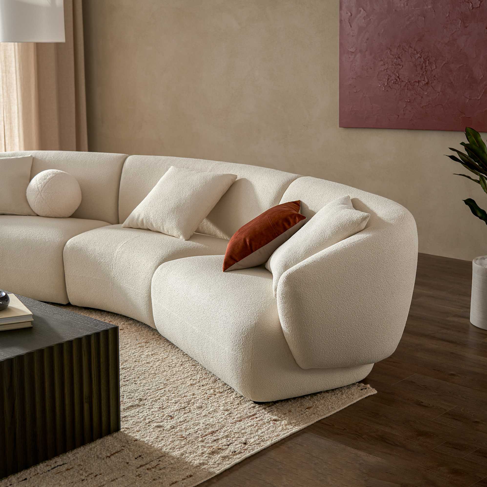 Auburn Performance Fabric L-Shape Sectional Sofa with Ottoman 6