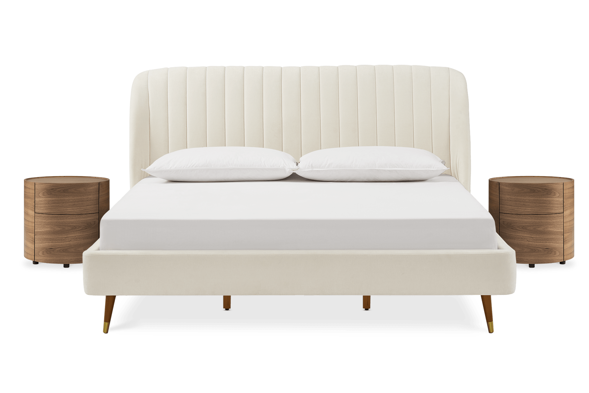 Lexi Tufted Bed with 2 Mika Side Table Set 1