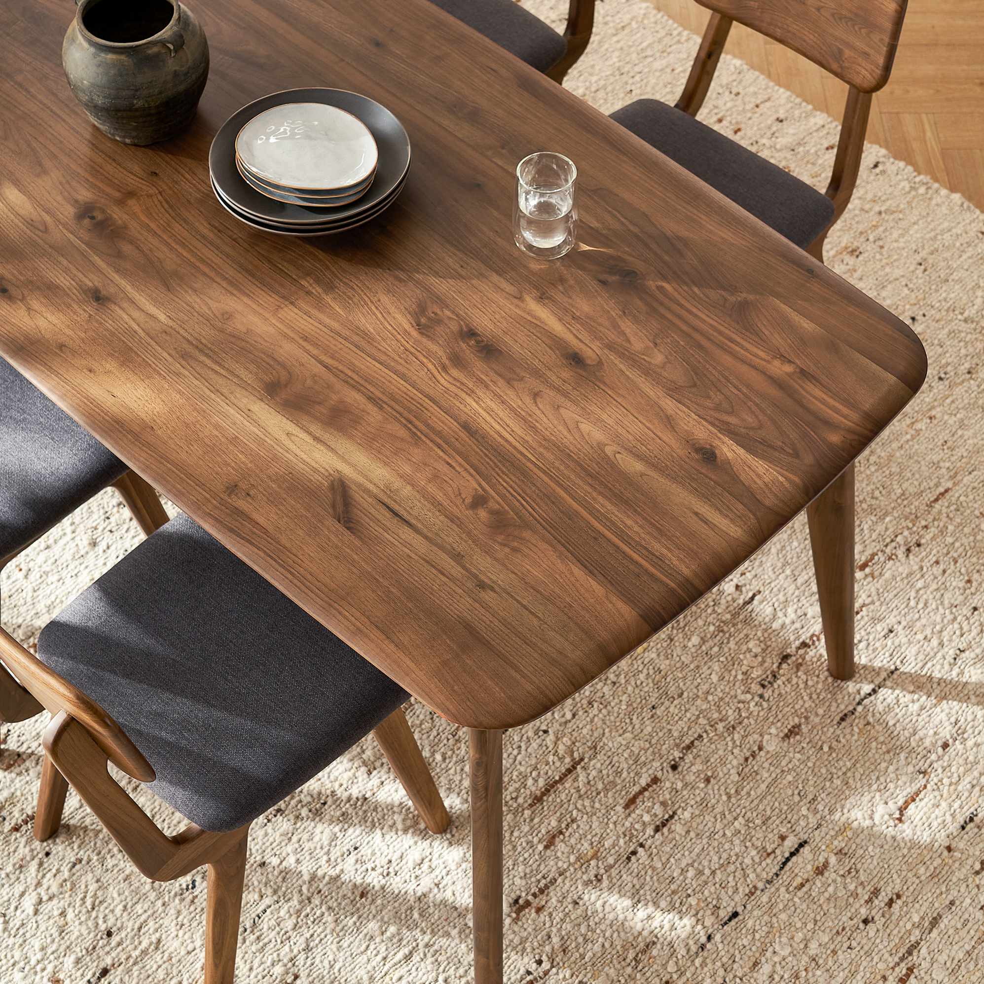 Vincent Dining Table with 4 Chairs, Walnut 4