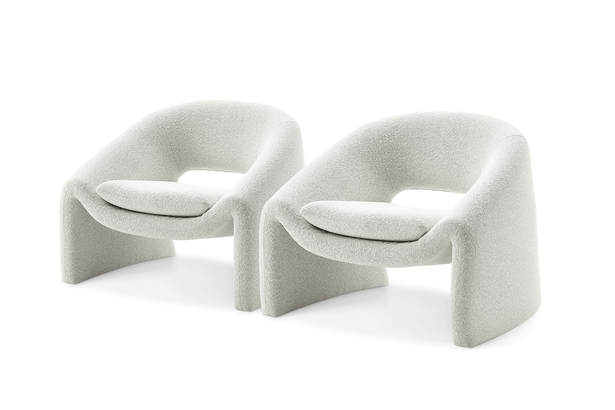 Sacha Performance Bouclé Armchair White Quartz, Set of 2