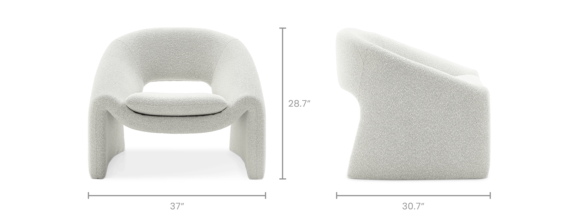 dimension of Sacha Performance Bouclé Armchair