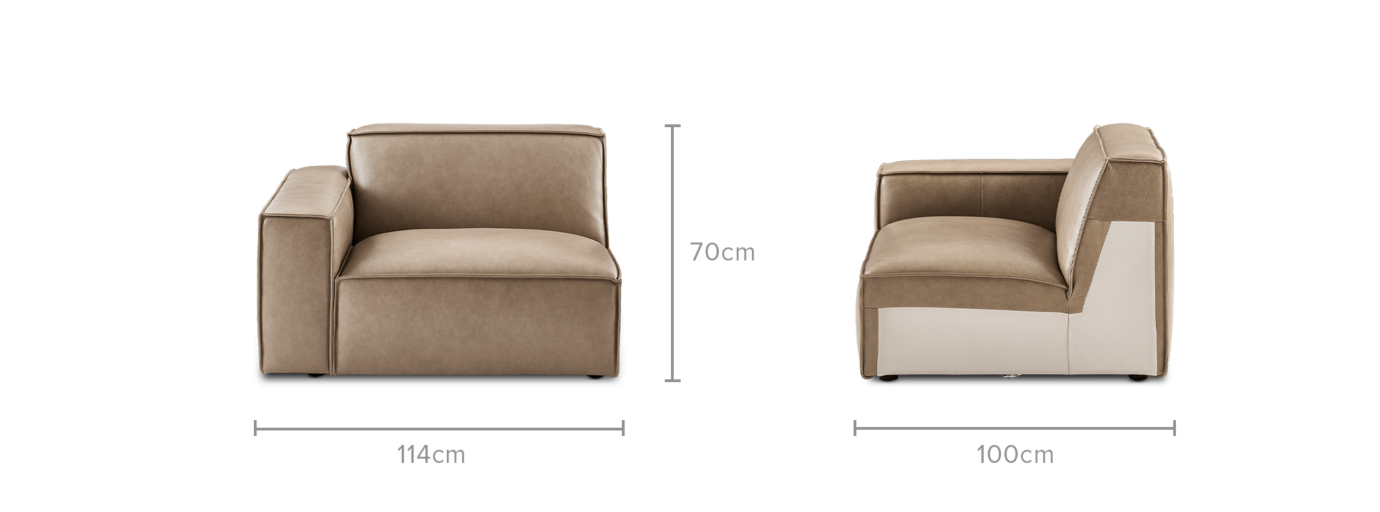 dimension of Jonathan Leather Left Arm Sofa