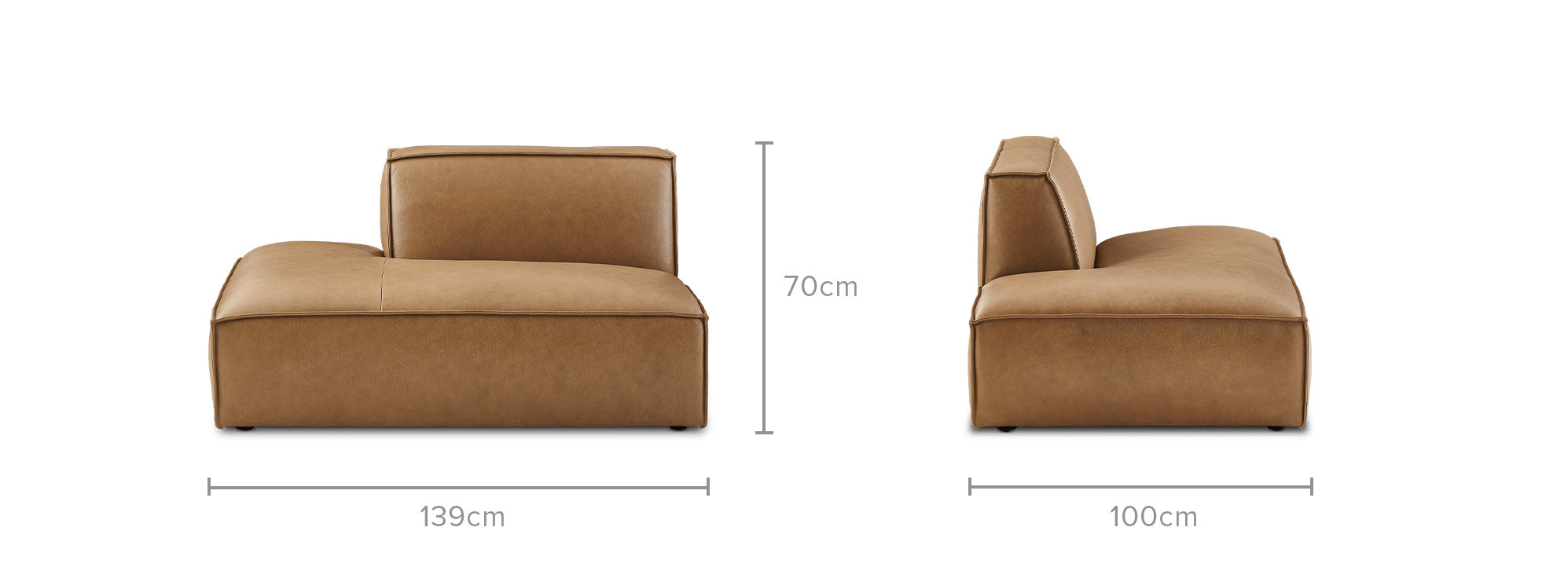 dimension of Jonathan Leather Left Chaise Sofa