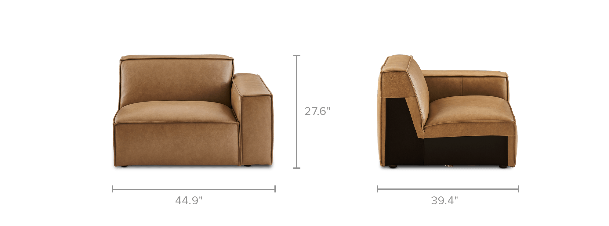 dimension of Jonathan Leather Right Arm Sofa
