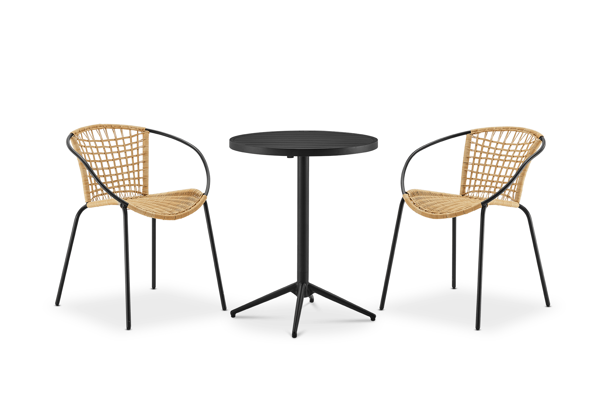 Bistro Round Foldable Table with 2 Como Chairs Set