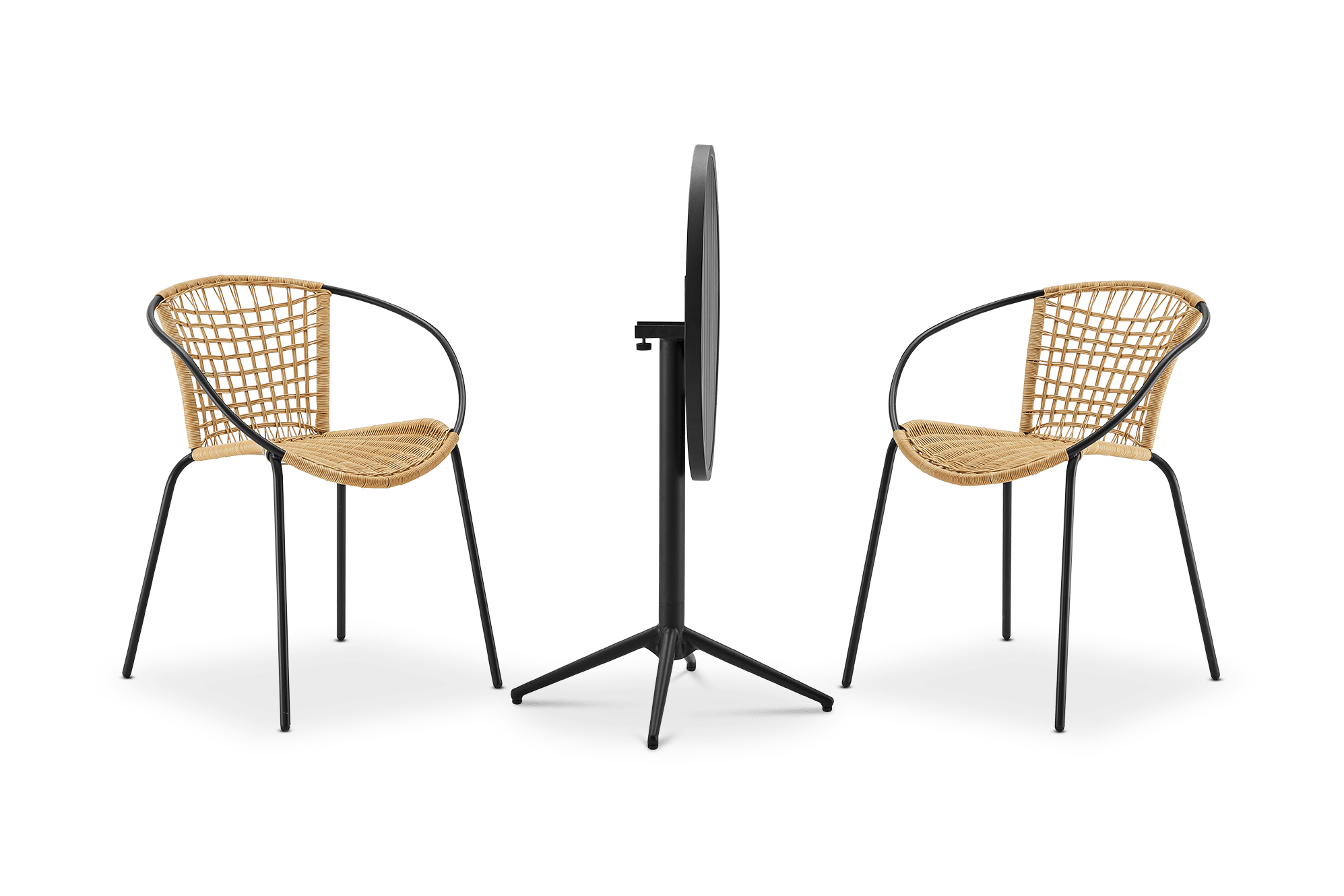 Balcony Round Foldable Table with 2 Como Chairs Set 9