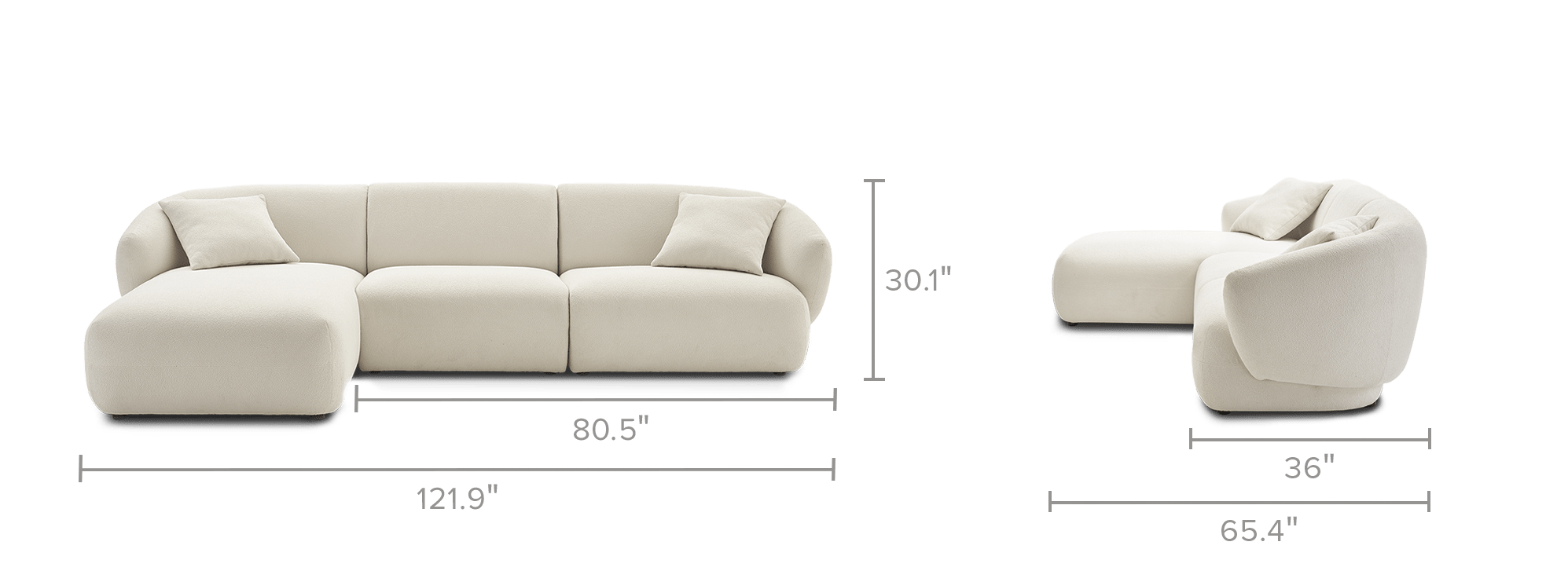 dimension of Auburn Performance Fabric Chaise Sectional Sofa