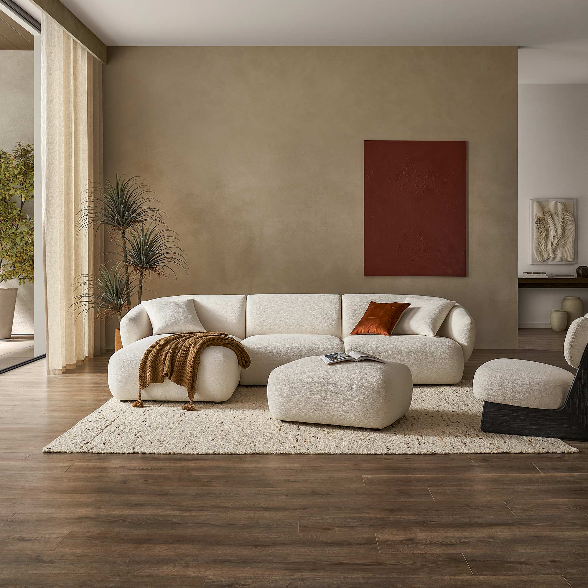 Auburn Performance Fabric Chaise Sectional Sofa with Ottoman image 0