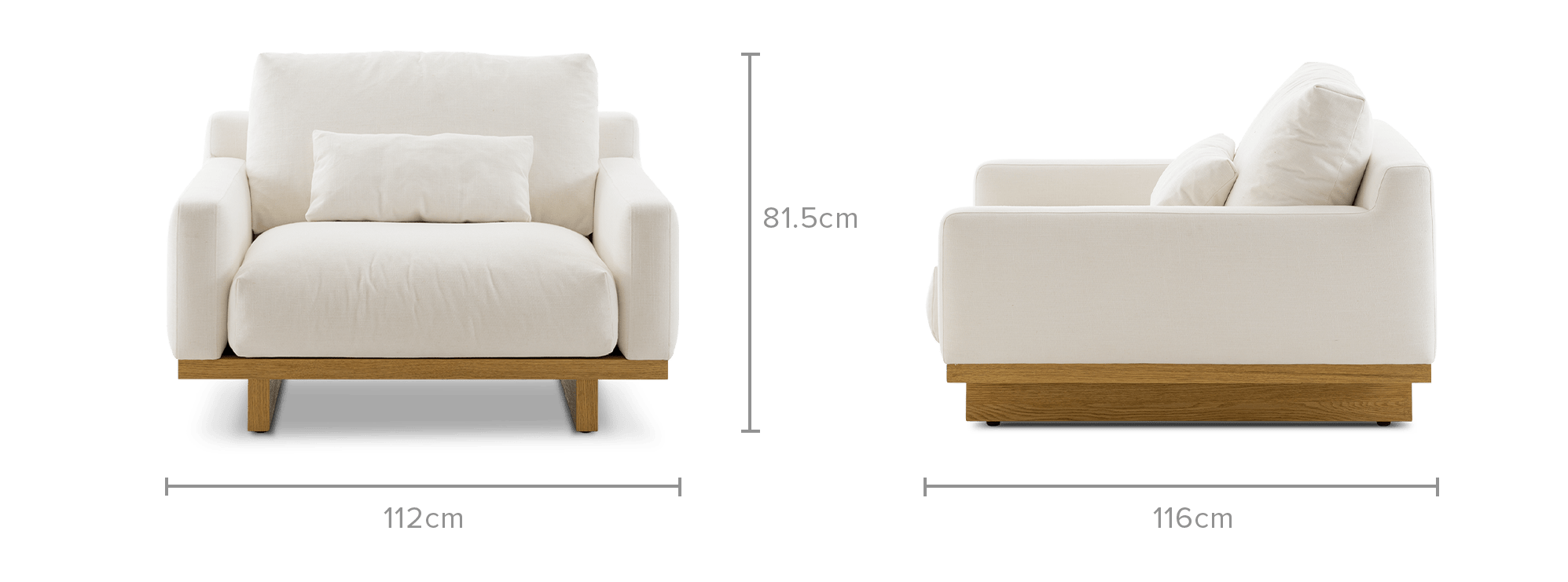 dimension of Mori Performance Fabric Armchair