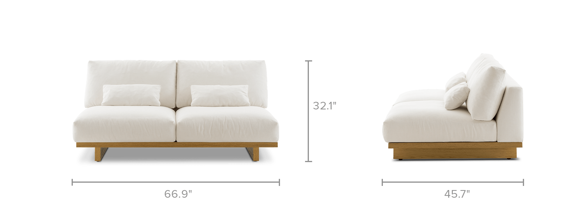 dimension of Mori Performance Fabric Armless 2 Seater Sofa