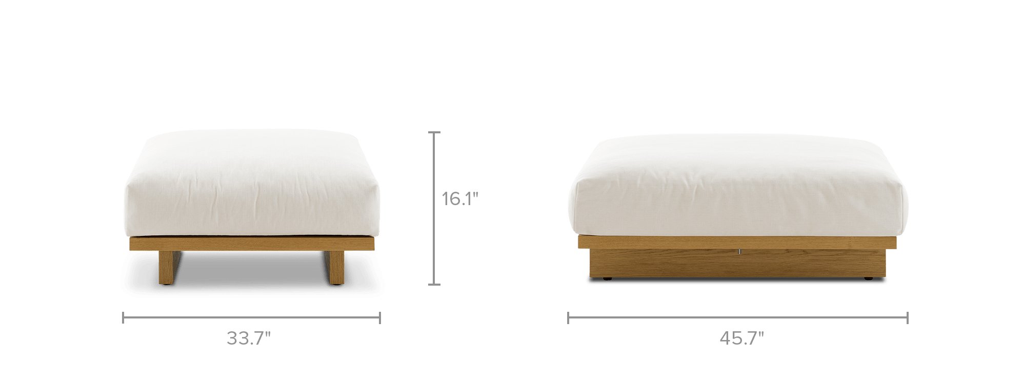 dimension of Mori Performance Fabric Side Ottoman