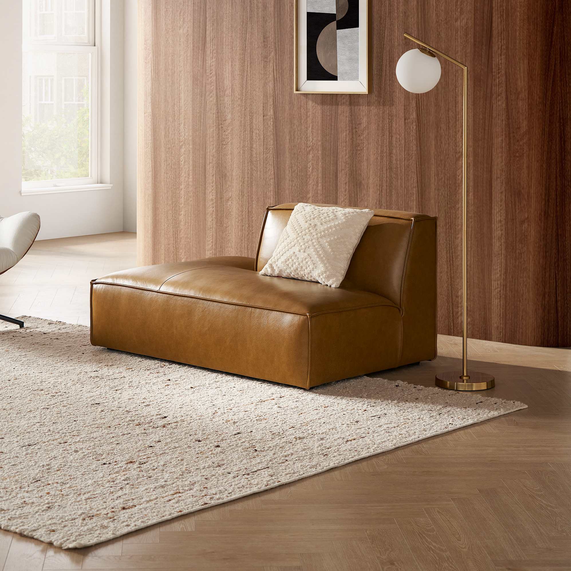 Jonathan Leather Left Chaise Sofa, Caramel lifestyle