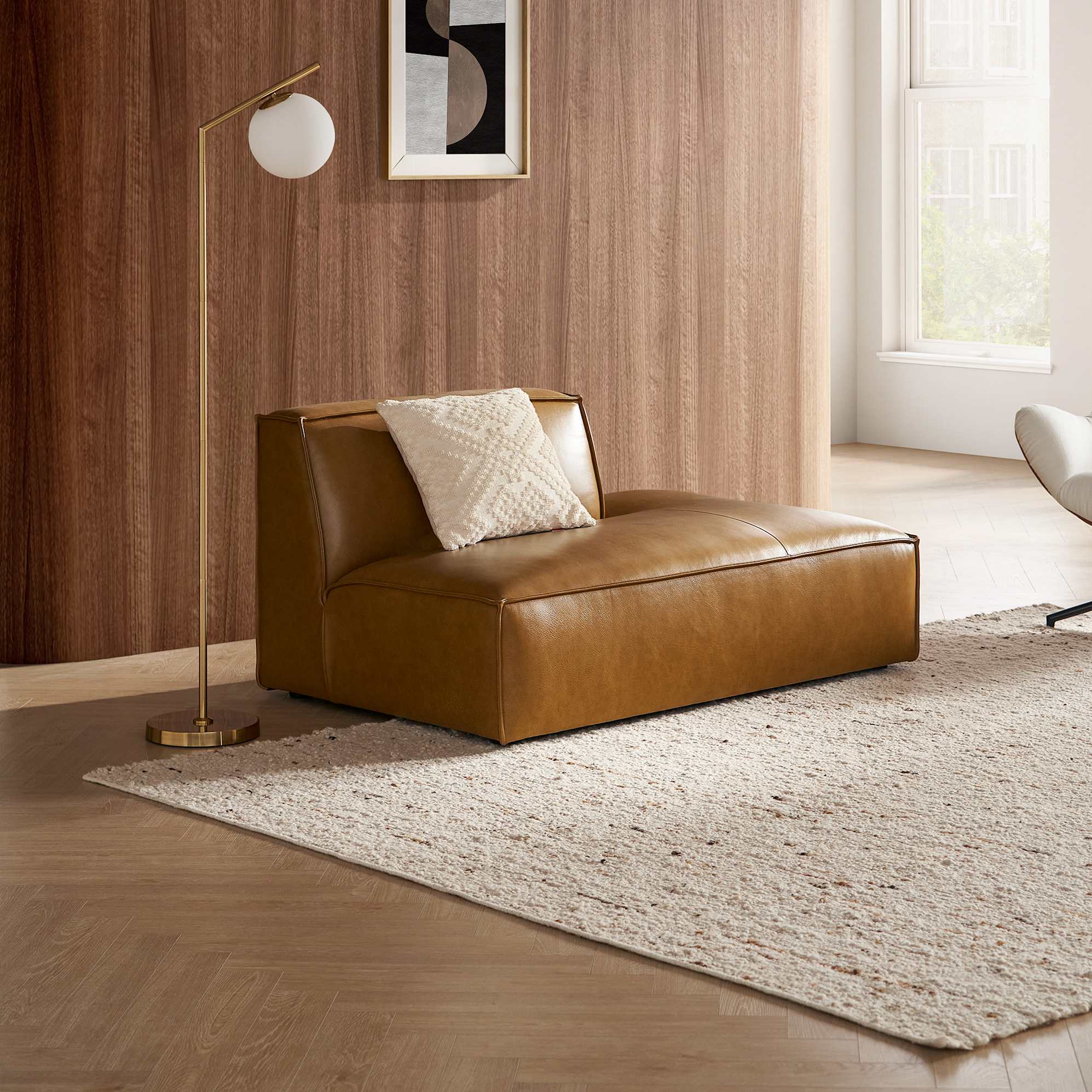 Jonathan Leather Right Chaise Sofa, Caramel lifestyle
