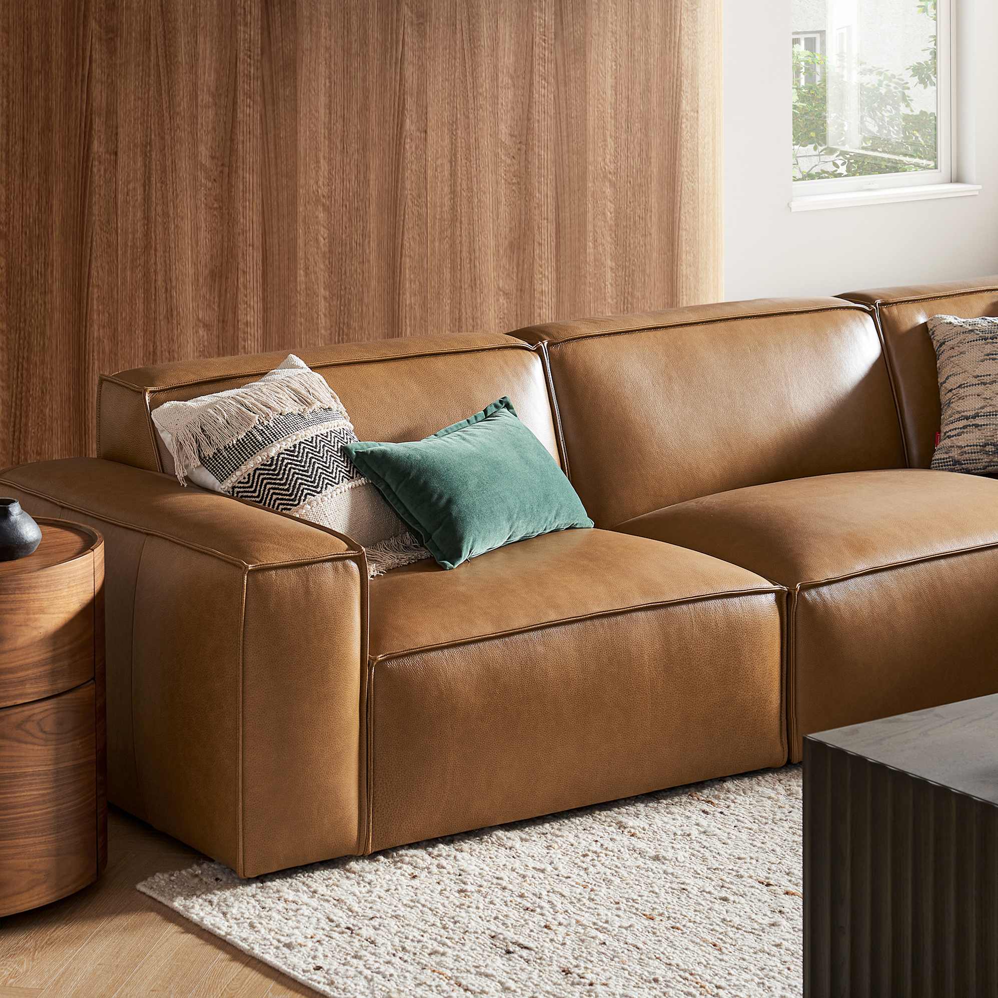Jonathan Leather Side Chaise Sofa 6