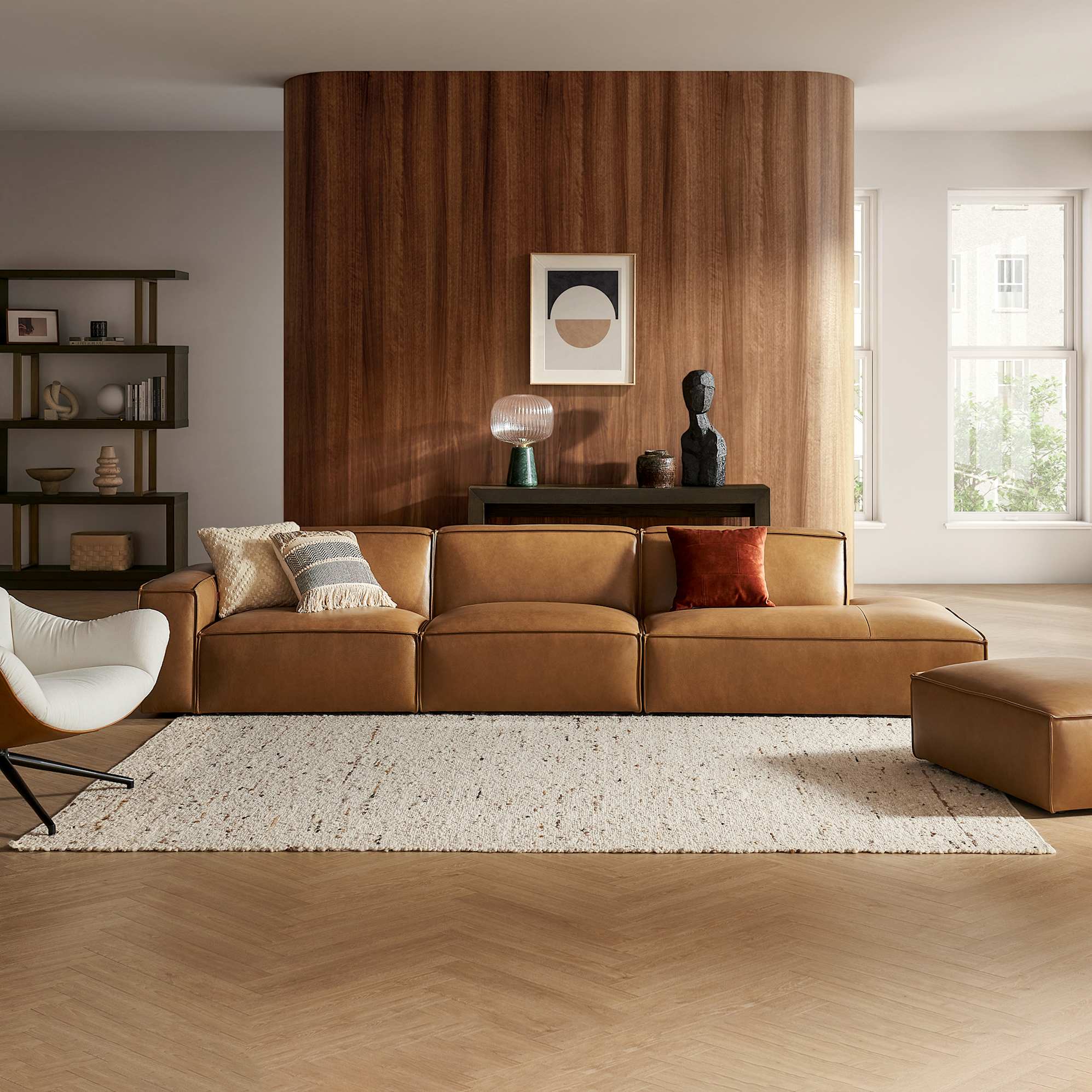 Jonathan Leather Extended Side Chaise Sofa image 0