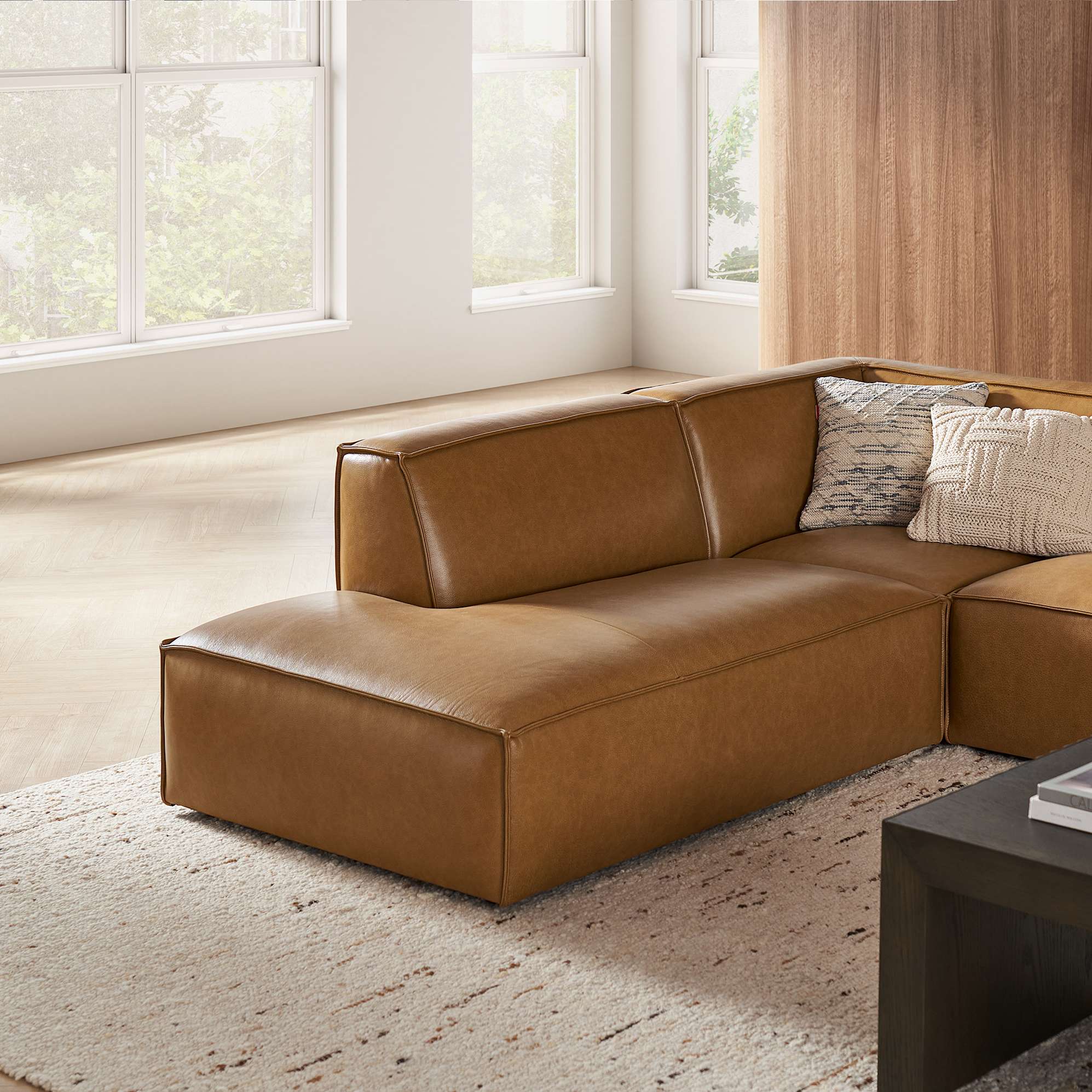 Jonathan Leather Side Chaise Sofa with Ottoman 8