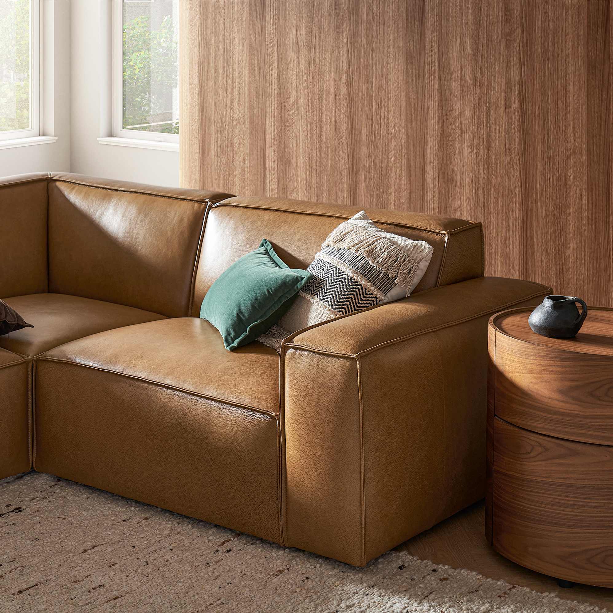 Jonathan Leather Side Chaise Sofa with Ottoman 7