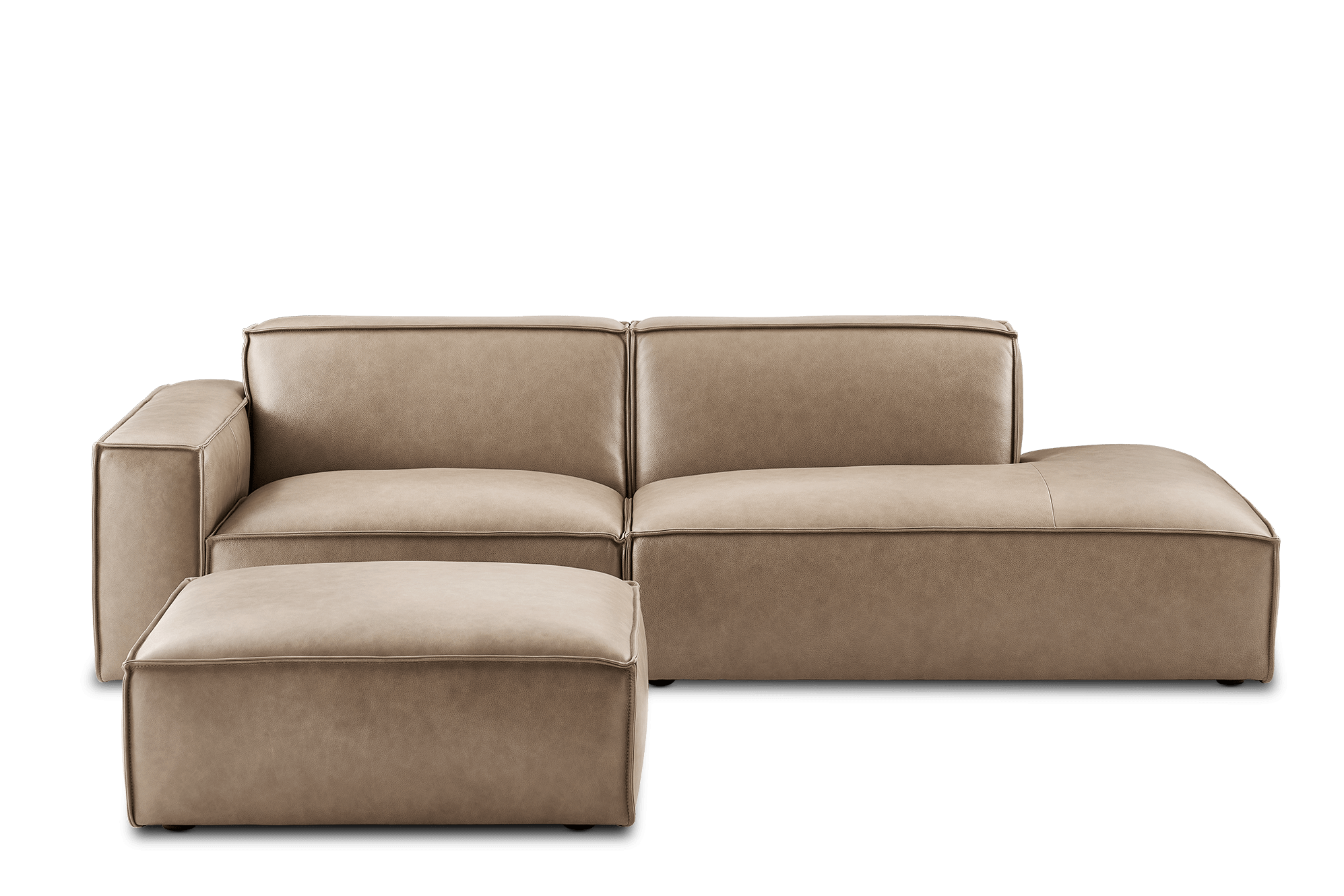 Jonathan Leather Side Chaise Sofa with Ottoman