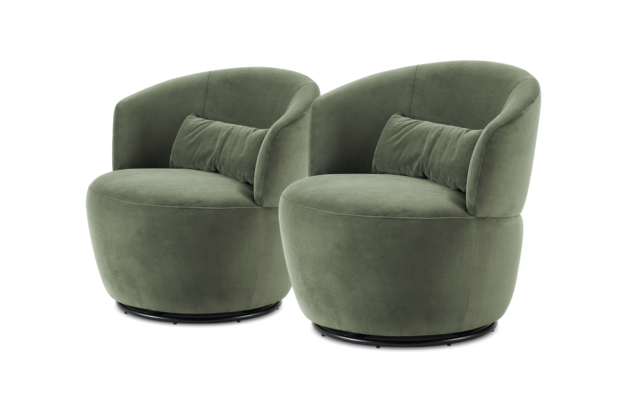Amber Velvet Swivel Chair Dark Moss, Set of 2